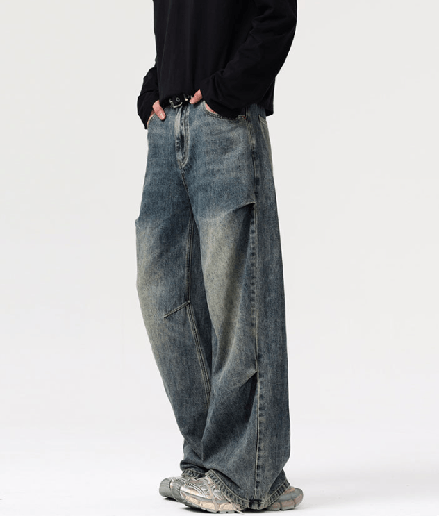 Japanese Brand × Jean Distressed straight men's retro loose washed baggy jeans Size US 32 / EU 48 - 2 Thumbnail