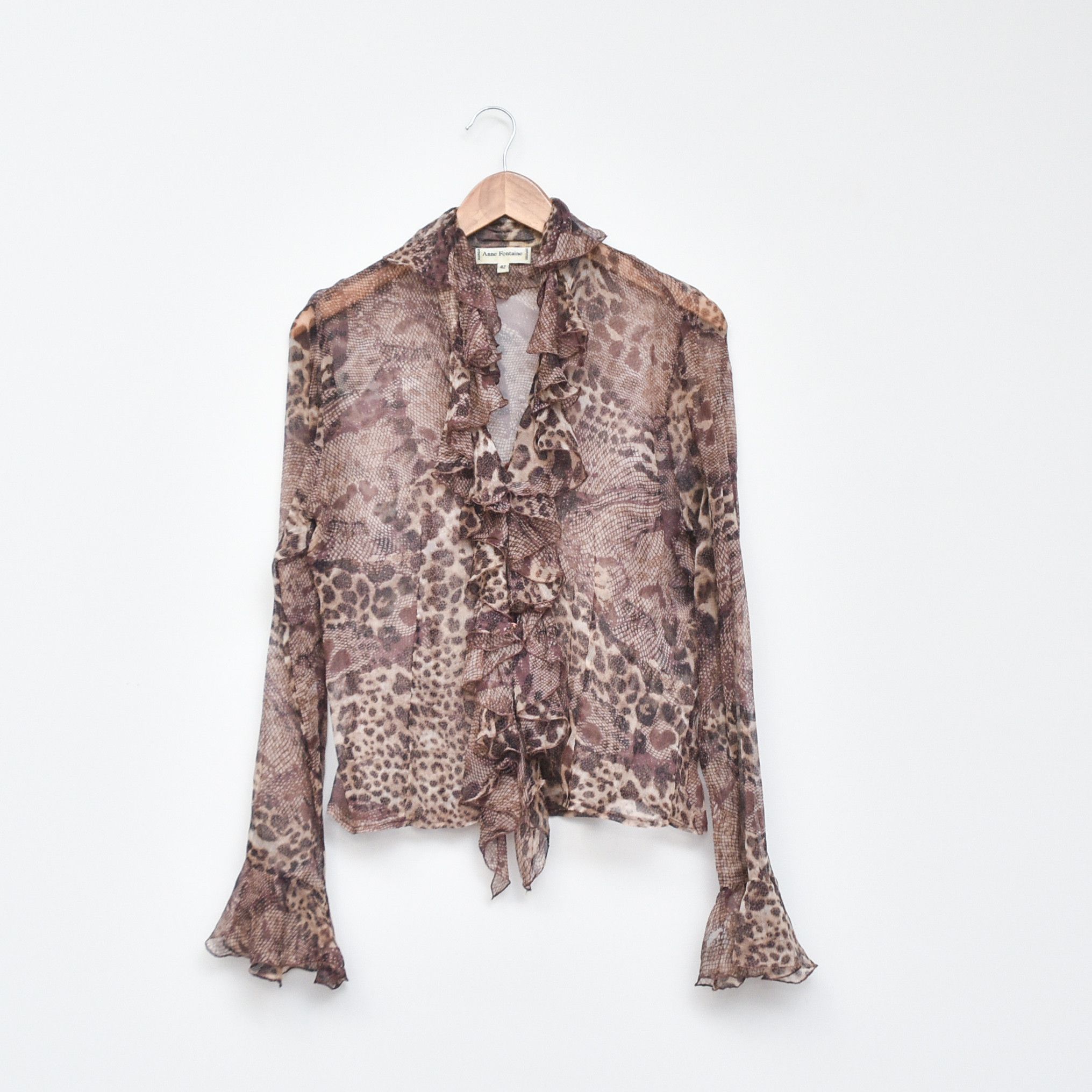 ANNE FONTAINE ANNE FONTAINE Leopard Print Chiffon Blouse Shirt Ruffle Y2k Size M / US 6-8 / IT 42-44 - 1 Thumbnail