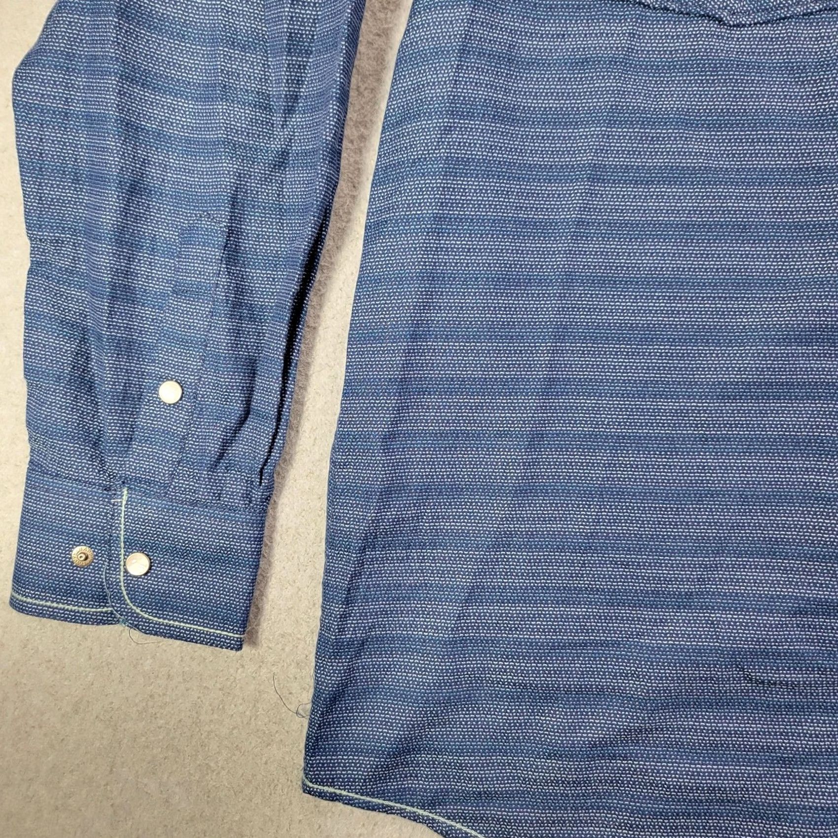 Vintage VINTAGE Panhandle Rough Stock Shirt Mens Large Blue Striped Long Sleeve Snap Western Size US L / EU 52-54 / 3 - 5 Thumbnail