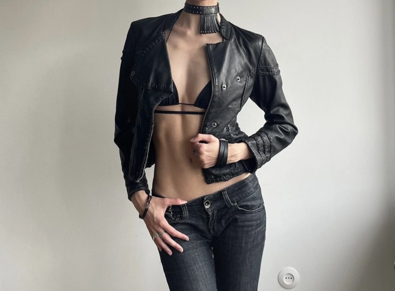 Other Kate moss & topshop black biker jacket genuine leather Size XS / US 0-2 / IT 36-38 - 2 Thumbnail