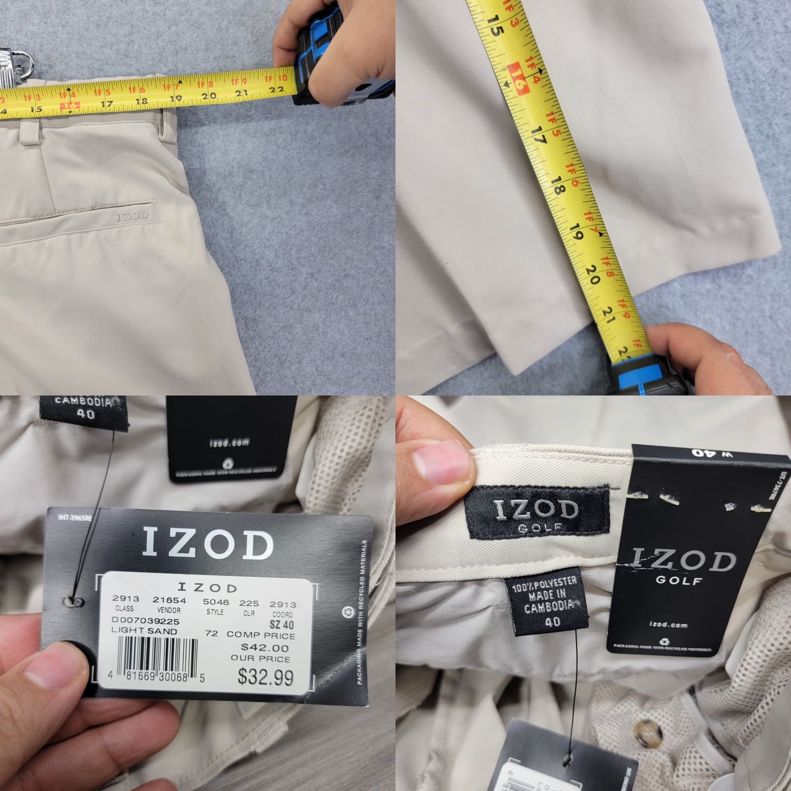 Izod Izod Golf Shorts Size 40 Classic Fit beige stain free microfiber nwt Size US 40 / EU 56 - 8 Thumbnail