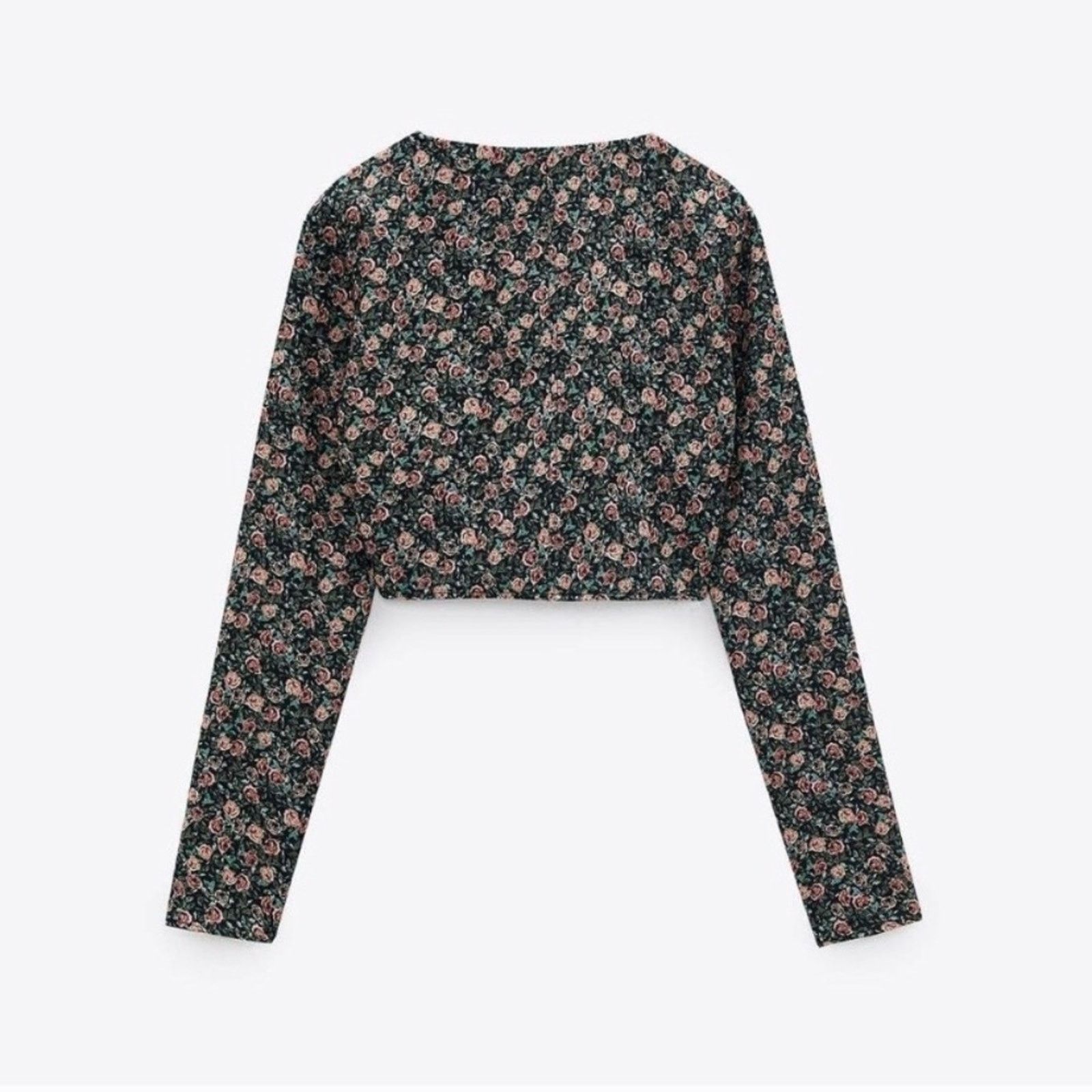 Zara Zara floral detail long sleeve corset crop top size Small Size S / US 4 / IT 40 - 3 Thumbnail