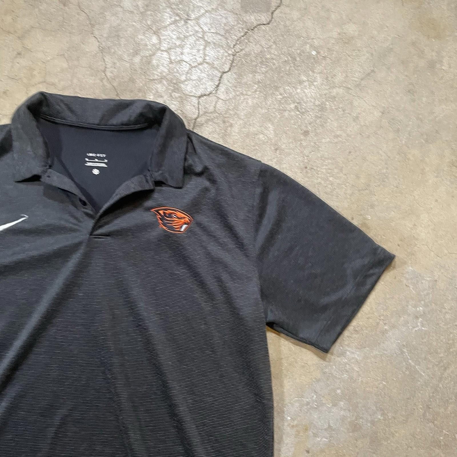 Nike Oregon State Beavers Mens Medium Black Nike Polo Dri-Fit Size ONE SIZE - 3 Thumbnail