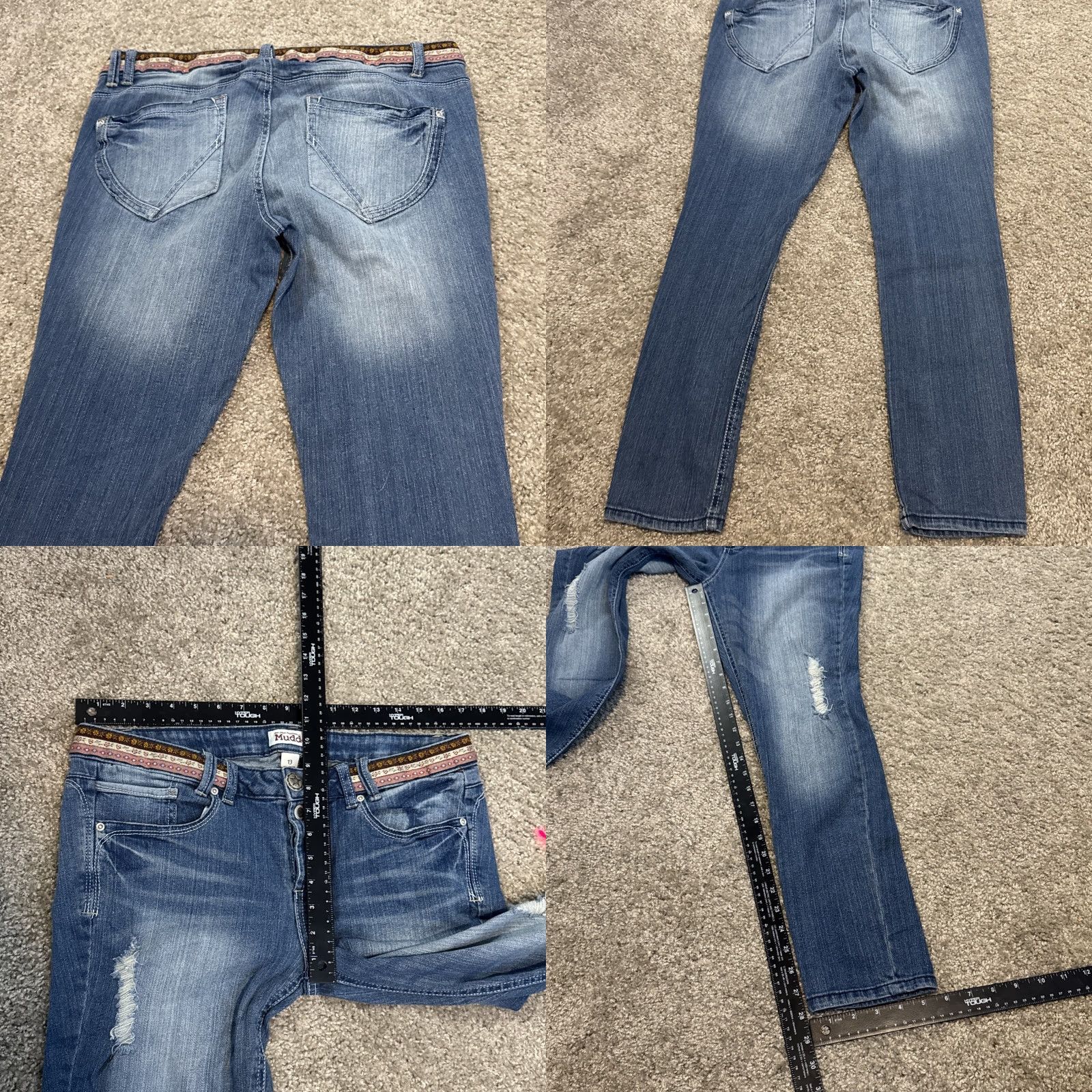 Denime VINTAGE Mudd Jeans Button Fly Low Rise Blue Denim Jeans Size 13 Women Straight XS? Wait. Size 34" / US 12 / IT 48 - 8 Thumbnail