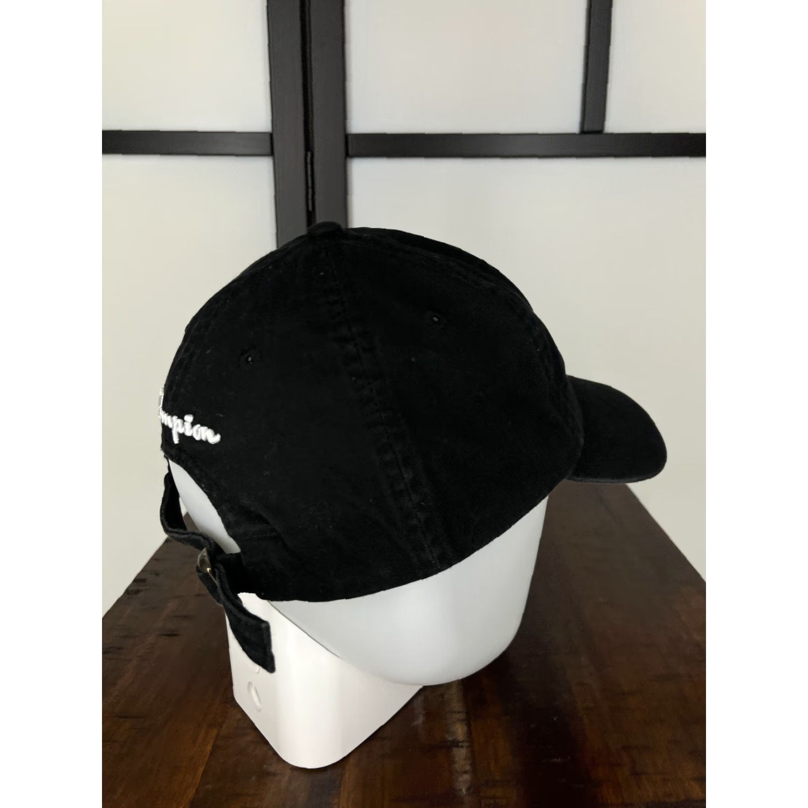 Champion Champion Hat Cap Strap Back Adult One Size Black Embroidered 100% Cotton Golf Hat/Cap Vintage No N/A Size ONE SIZE - 7 Thumbnail