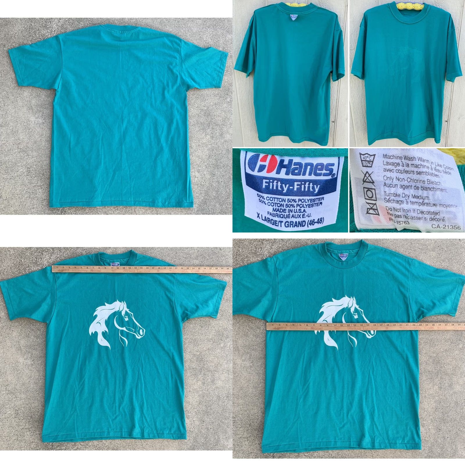 Hanes VINTAGE Hanes Horse Graphic Tee Shirt XL Adult Green Short Sleeve Crew Neck T-Shirt Men Size US XL / EU 56 / 4 - 10 Thumbnail