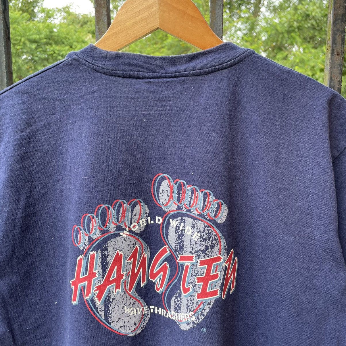 Hang Ten 🔥Vintage 90s Hang Ten Wave Thrasher Big Logo Surfing Tee Size US L / EU 52-54 / 3 - 3 Thumbnail