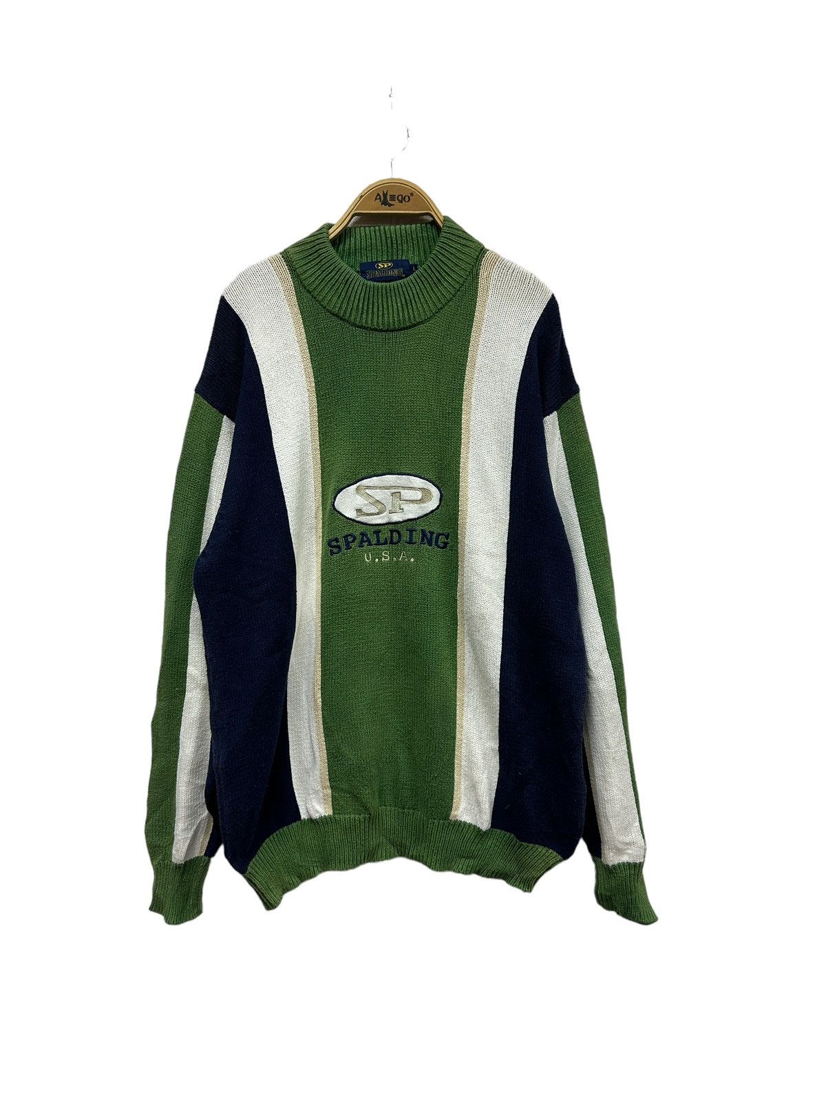 image of 90’S Spalding Stripe Knitted in Blue Green, Men's (Size Large)
