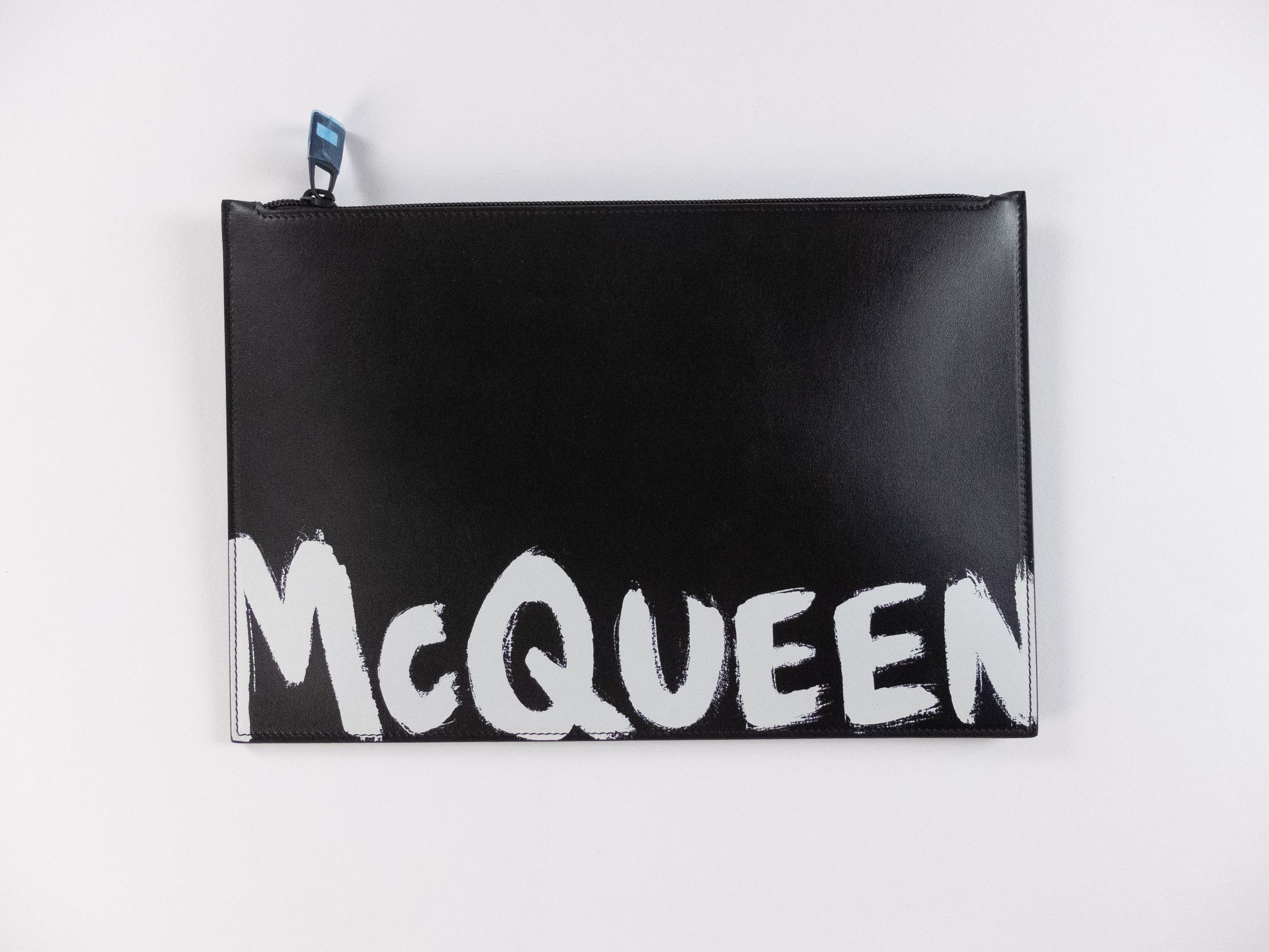 Alexander McQueen ALEXANDER MCQUEEN black graffiti logo leather clutch bag q Size ONE SIZE - 3 Thumbnail