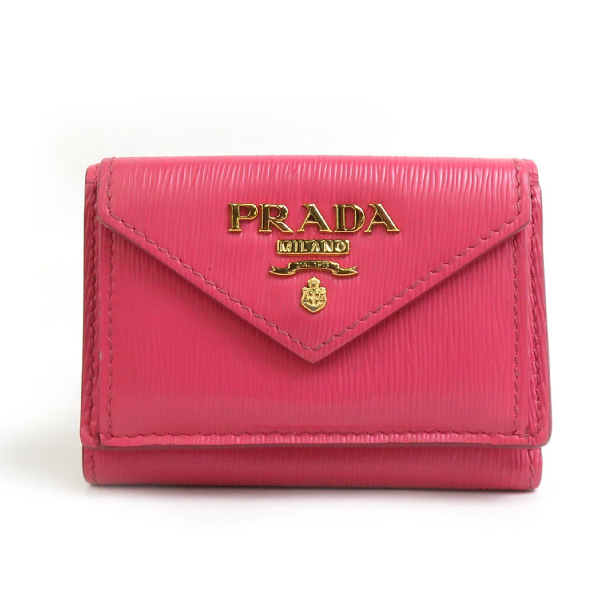 PRADA Tri-fold wallet in leather pink for women r10645a