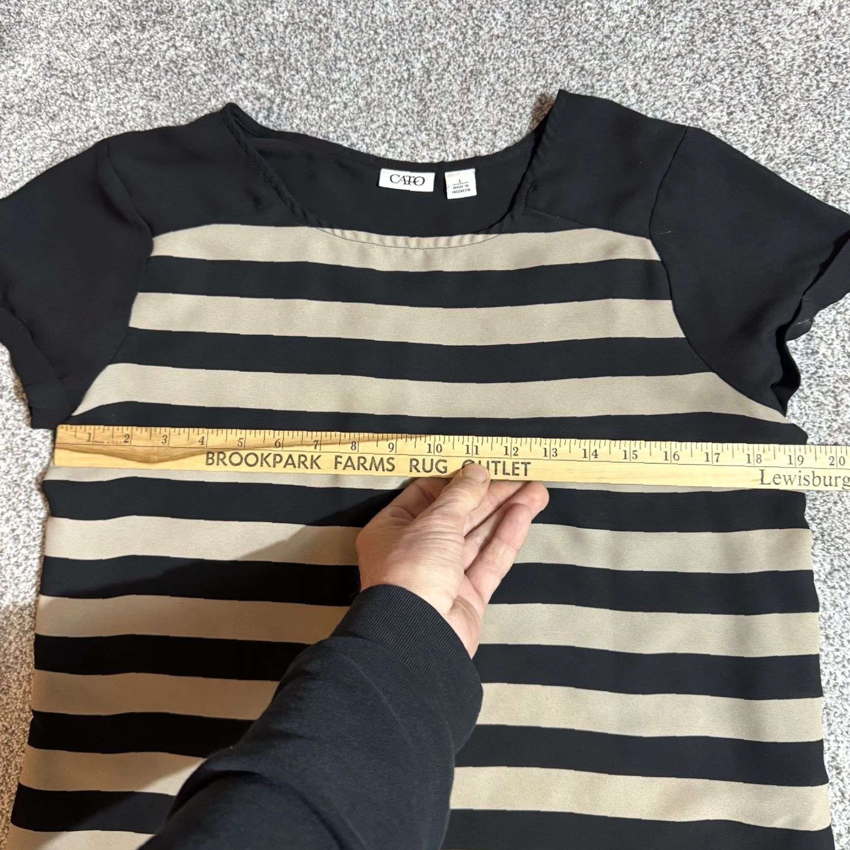 Vintage Cato Blouse Women Large Striped High Low Hem Casual Modern Dress Shirt Regular 100% Polyester Black Womens Size L / US 10 / IT 46 - 3 Thumbnail