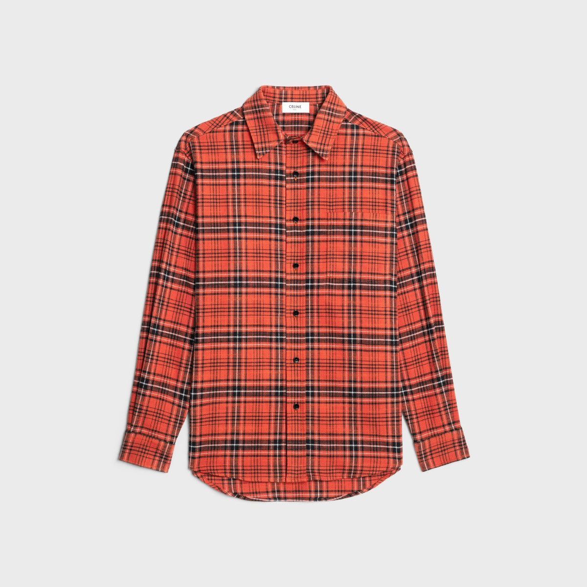 Celine Wool Checks Oversized Shirt in Red Black Size US M / EU 48-50 / 2 - 1 Thumbnail