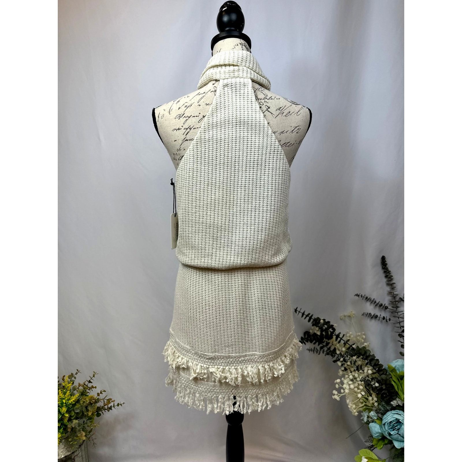 Saylor Saylor Rosario Halter Knit Fringe Dress in Ecru M Size M / US 6-8 / IT 42-44 - 15 Thumbnail
