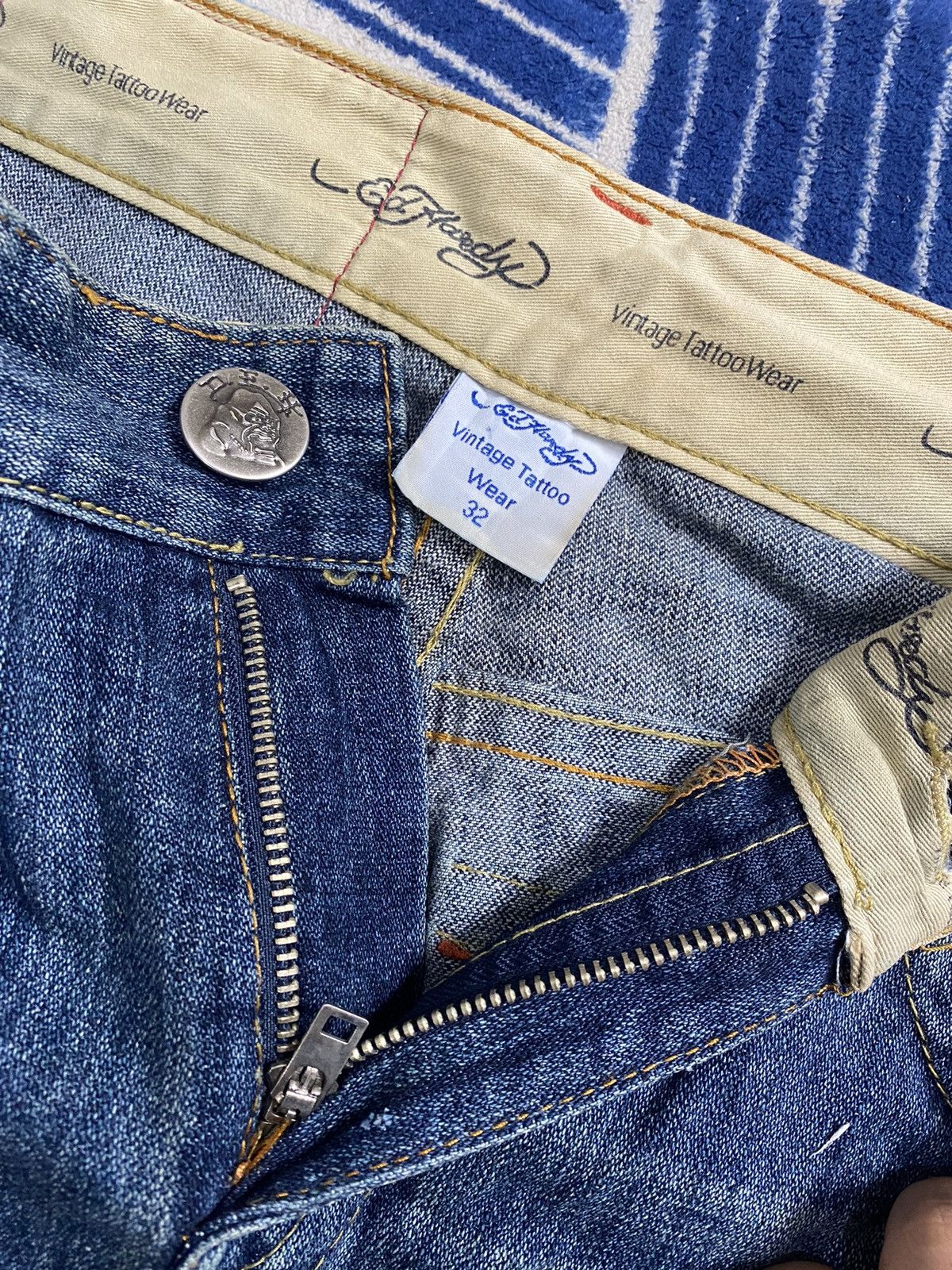 Christian Audigier × Ed Hardy × Japanese Brand Crazy Vintage 90s Edhardy Tiger Head Embroidery Jeans Size US 34 / EU 50 - 6 Thumbnail