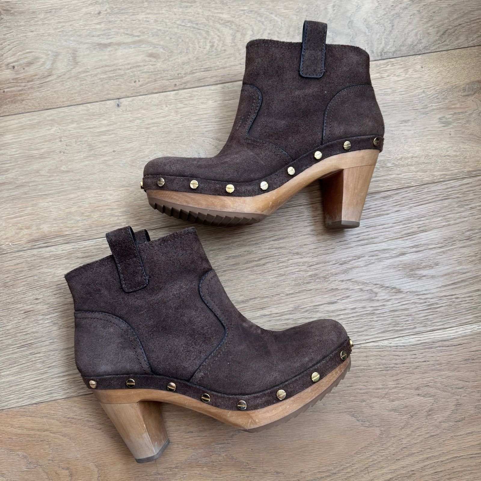 Tory Burch Tory Burch Ginevra Brown Suede Clog Studded Ankle Booties Size US 7 / IT 37 - 7 Thumbnail