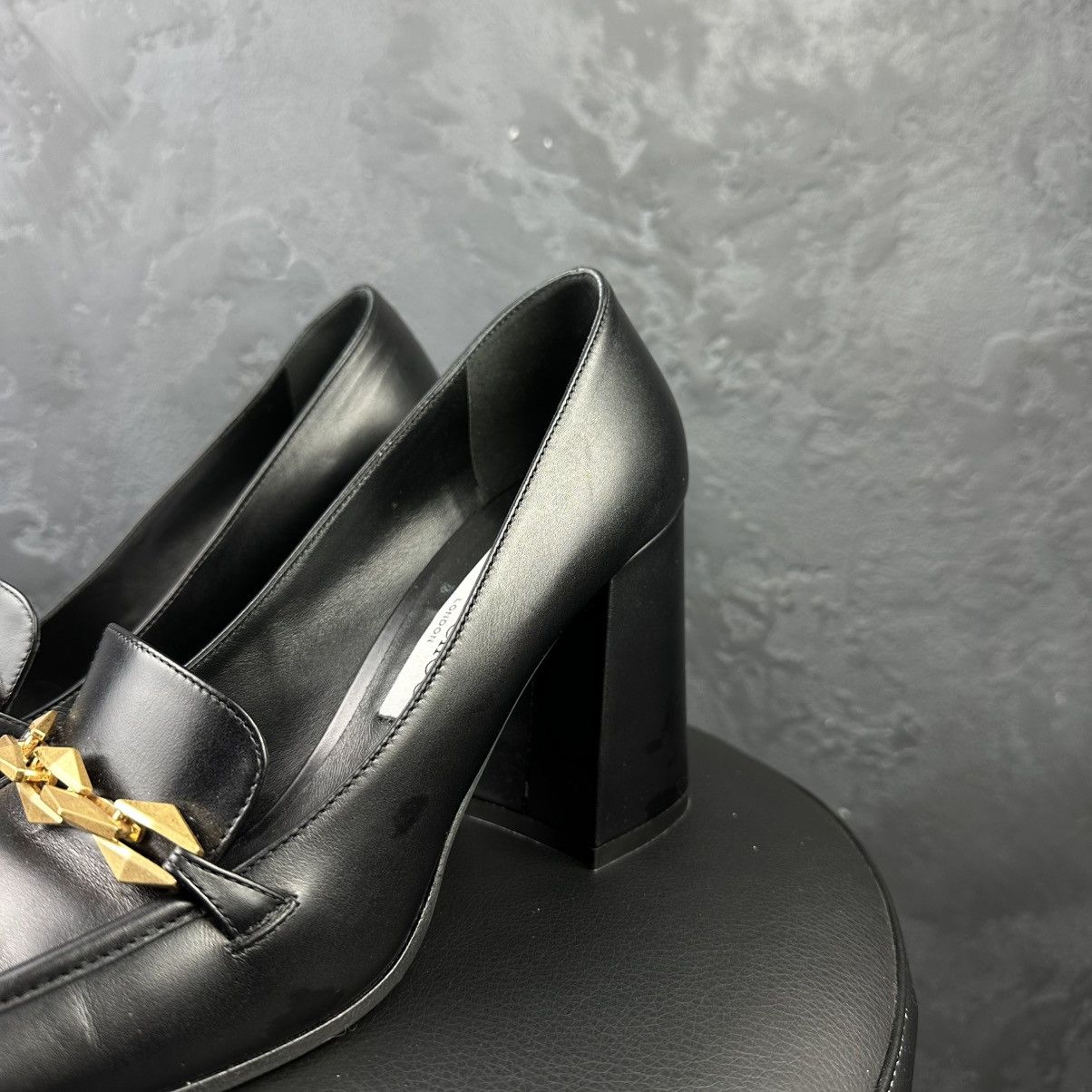 Jimmy Choo JIMMY CHOO Womens Black Diamond Tilda Leather Heeled Size US 9 / IT 39 - 2 Thumbnail