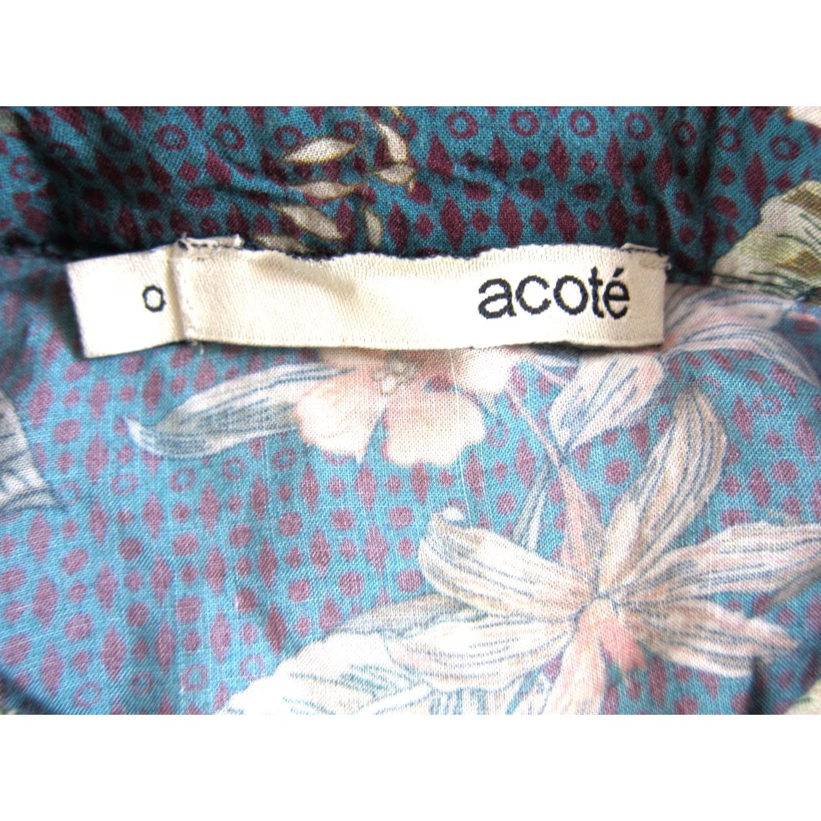 Vintage Acote Rayon Blue Pink Green Floral Pocket Short Sleeve Collar Shirt Dress Size 0 Size XS / US 0-2 / IT 36-38 - 3 Thumbnail