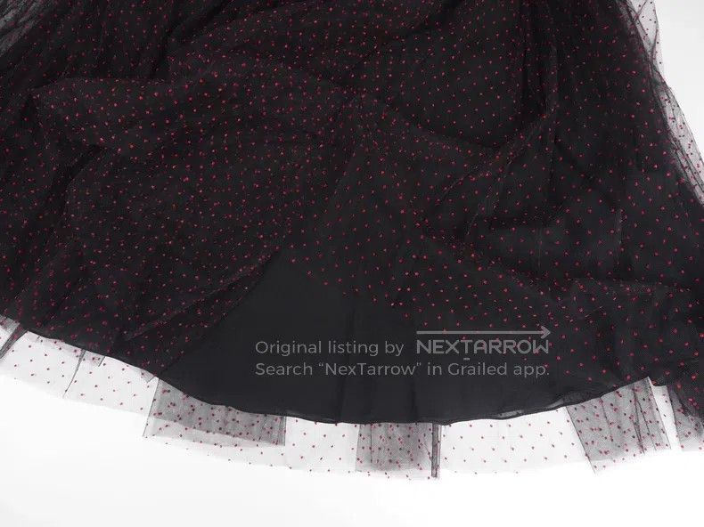Dior Dior Black and red polka dot half skirt in tulle Size 37" - 3 Thumbnail