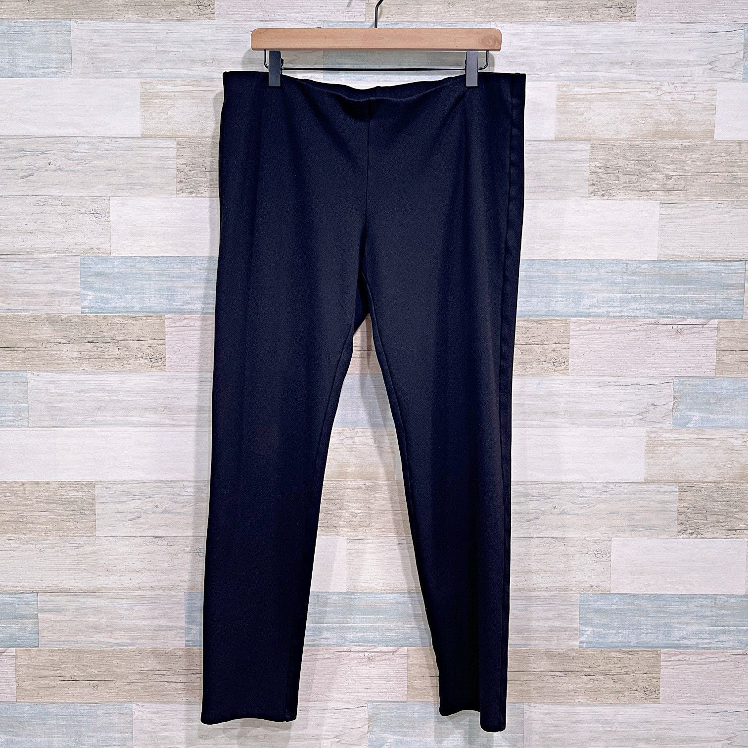 Eileen Fisher Pull On Tapered Ponte Pants Black Womens XL