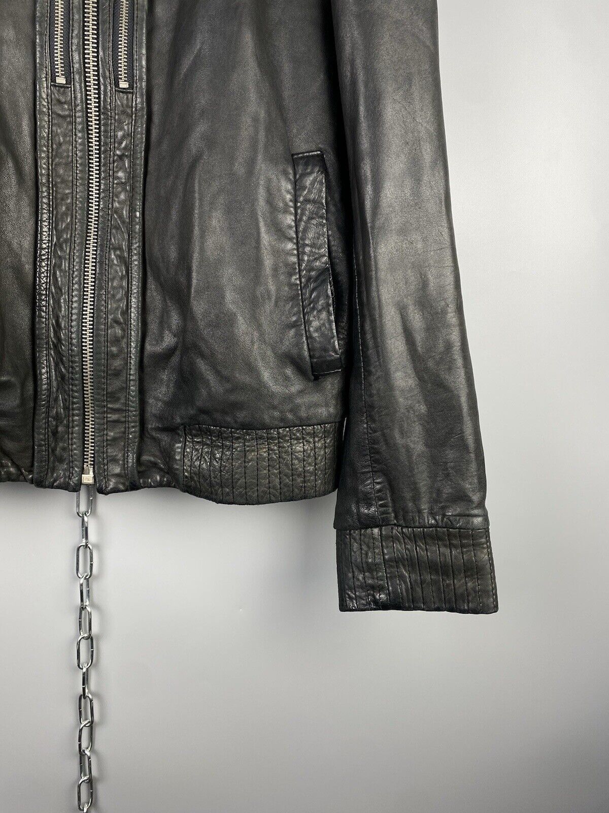 Allsaints Vintage Allsaints Mens Leather Biker Zip Bomber Jacket Size US M / EU 48-50 / 2 - 9 Thumbnail