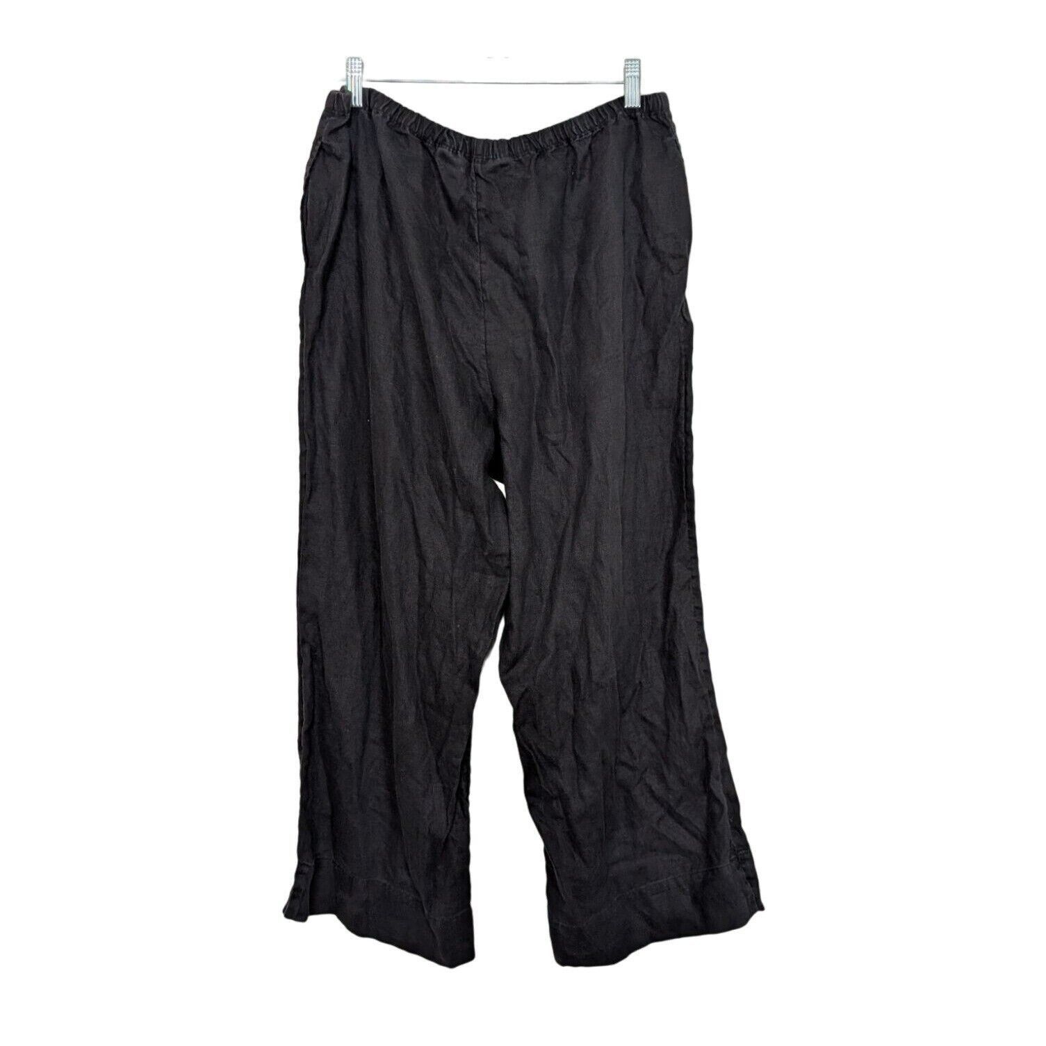Designer J Jill Linen Pull On Pants Womens Size Large Black Elastic Size 32" / US 10 / IT 46 - 8 Thumbnail