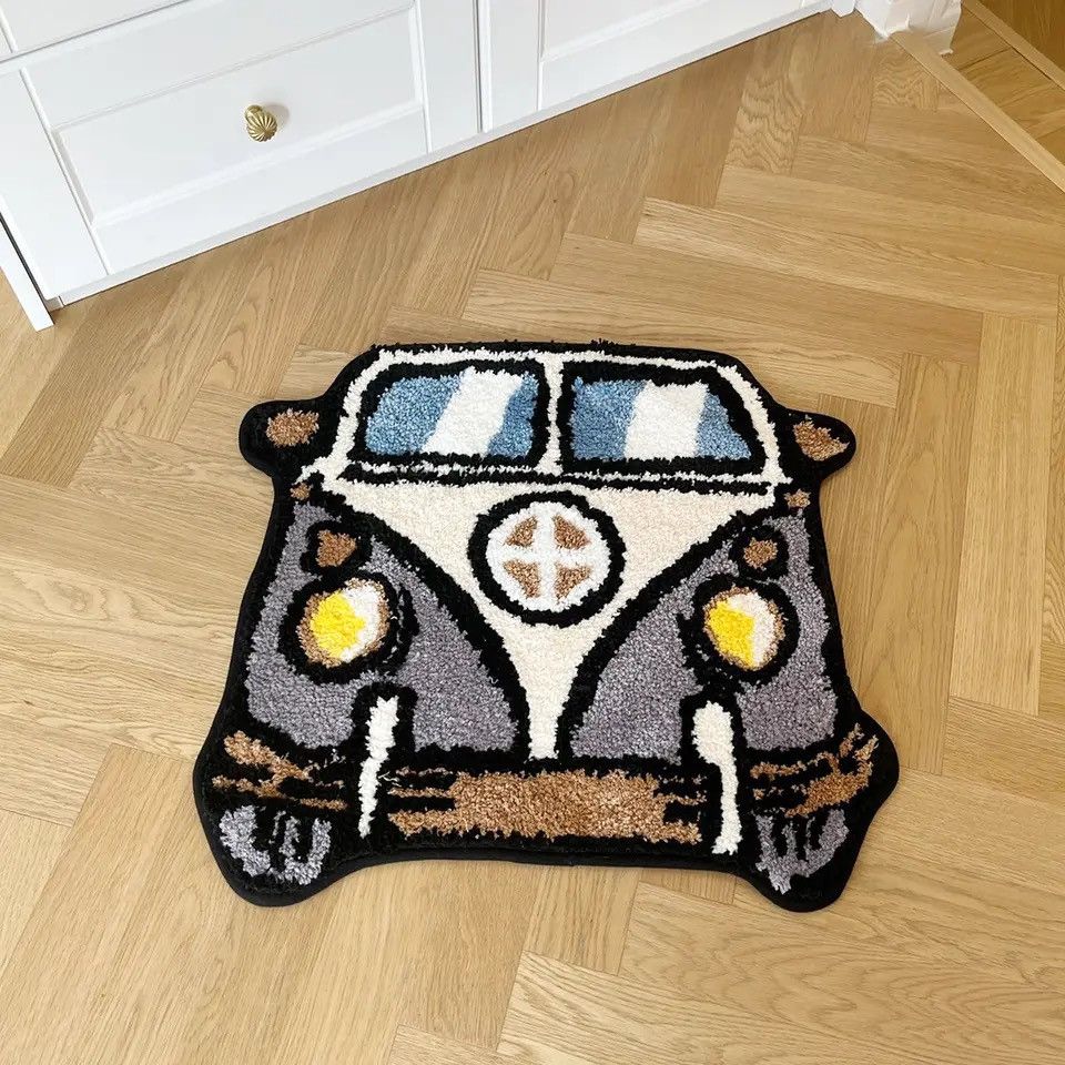 Vintage Cartoon Bus Tufted Rugs Handmade Carpet Room Decor Size ONE SIZE - 2 Thumbnail