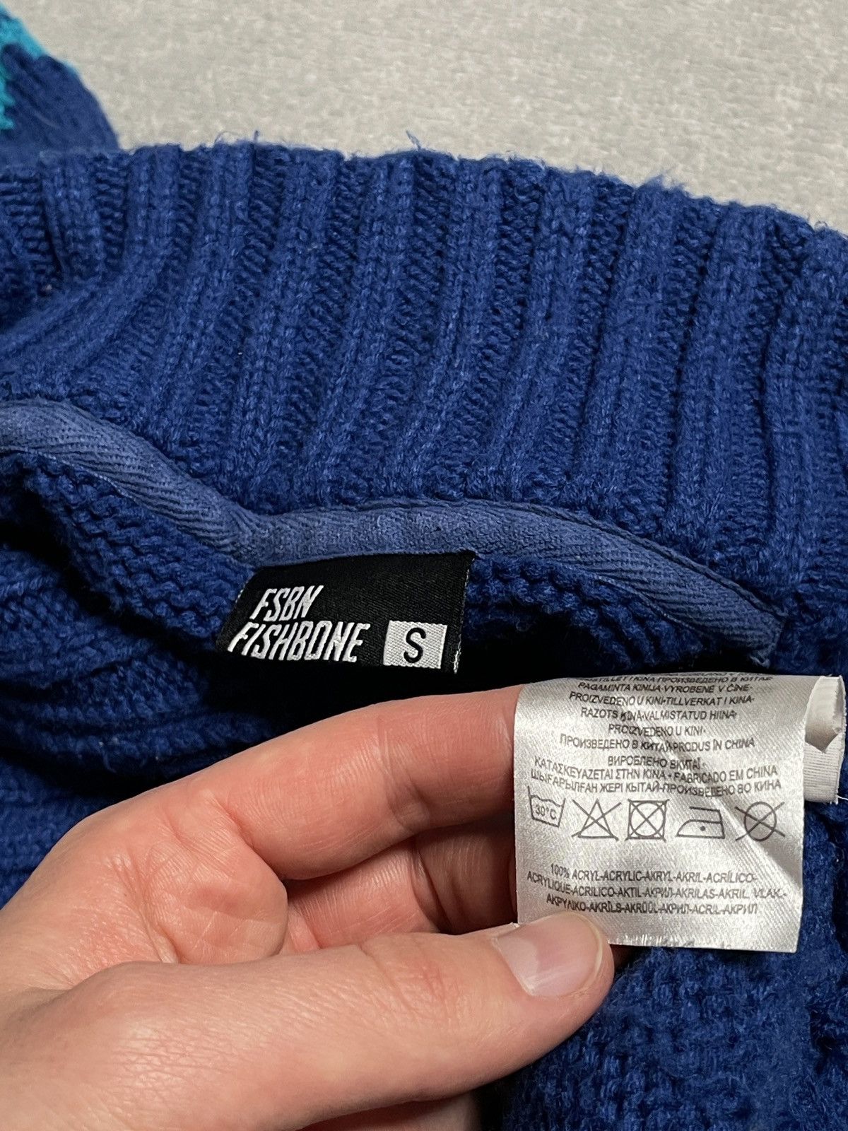 Vintage Vintage Blue Figured Knitwear Jumper Sweater Zip Skulls Size US M / EU 48-50 / 2 - 4 Thumbnail