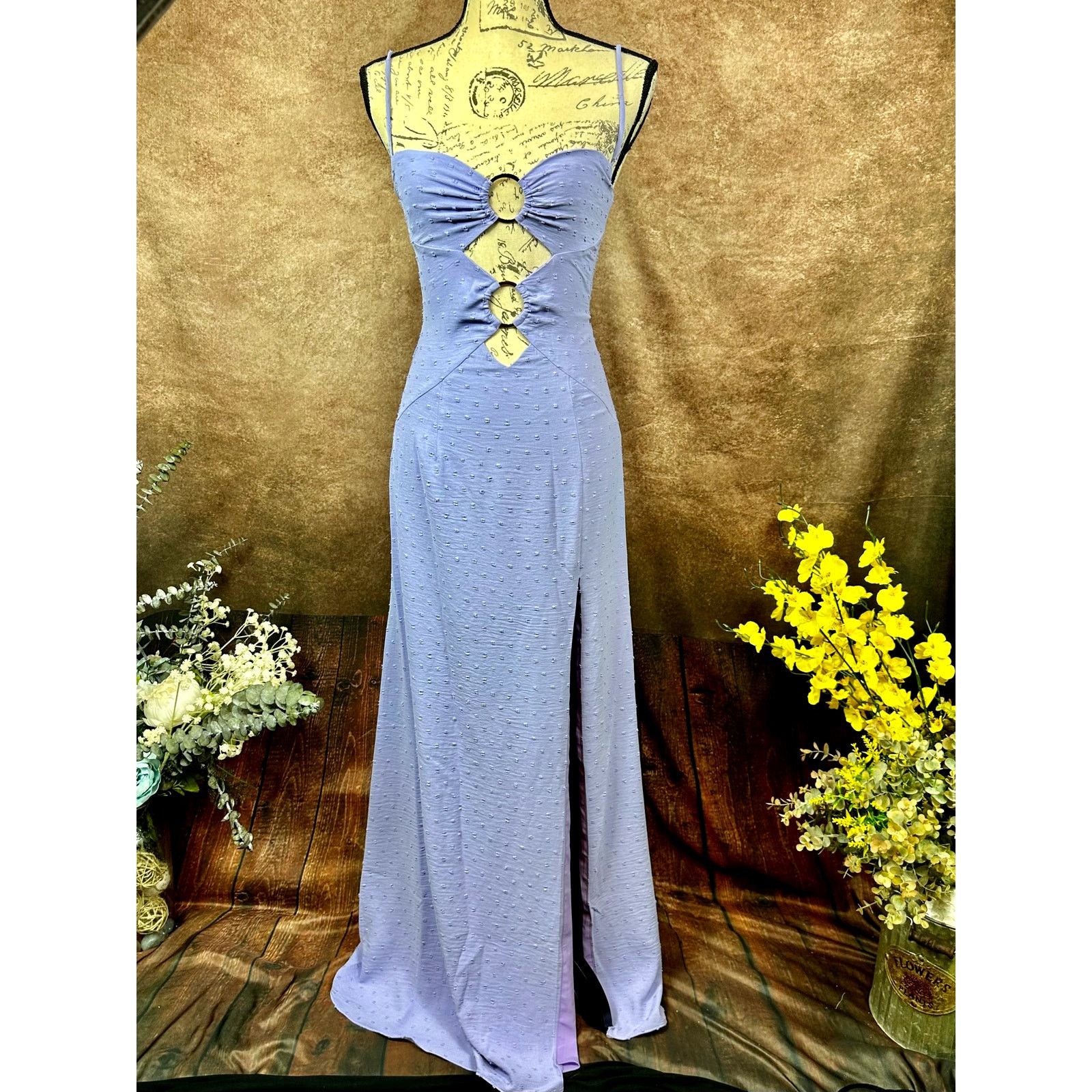 Other Rumer Gypsy Flocked Cut Outs Maxi Dress - Lilac - size XS Size XS / US 0-2 / IT 36-38 - 7 Thumbnail