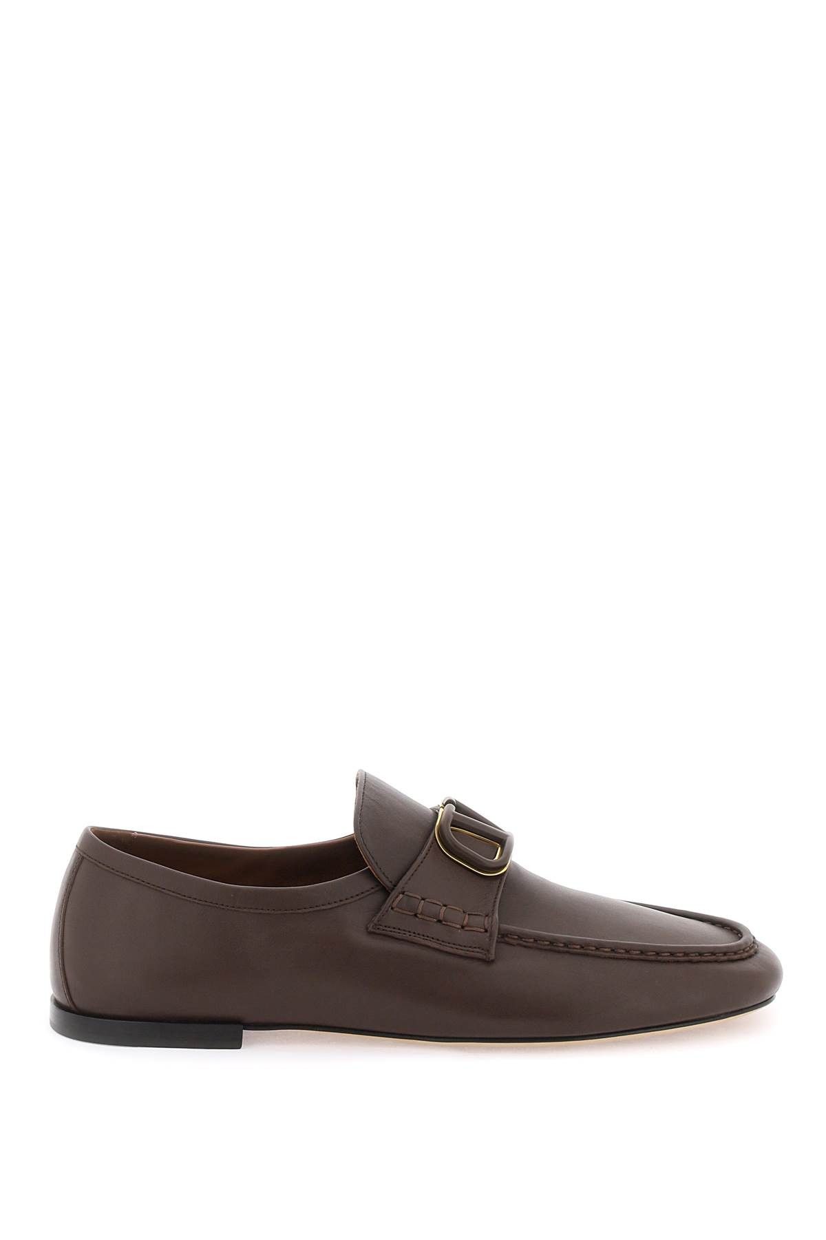 image of Valentino Garavani Vlogo Signature Calfskin Nappa Shoes in Fondant, Men's (Size 8)