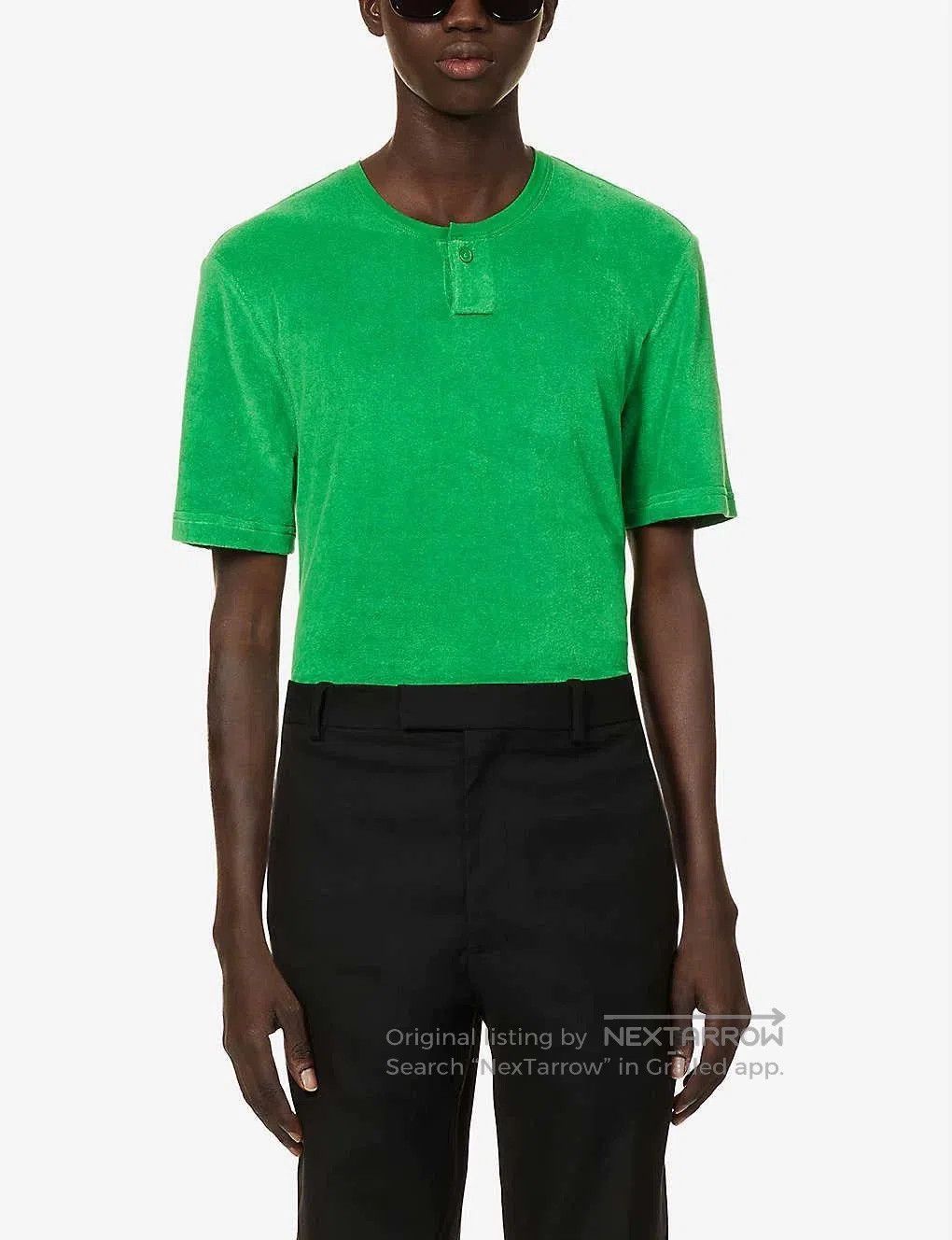Bottega Veneta Green Short Sleeve Henley Shirt. Size US M / EU 48-50 / 2 - 9 Thumbnail