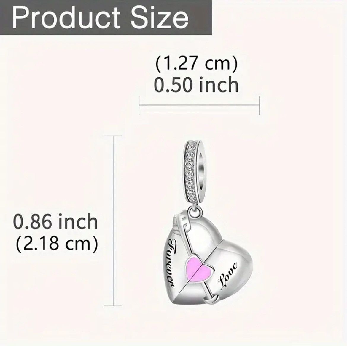 Other 925 Sterling Silver Forever love Heart Charm. Size ONE SIZE - 6 Thumbnail