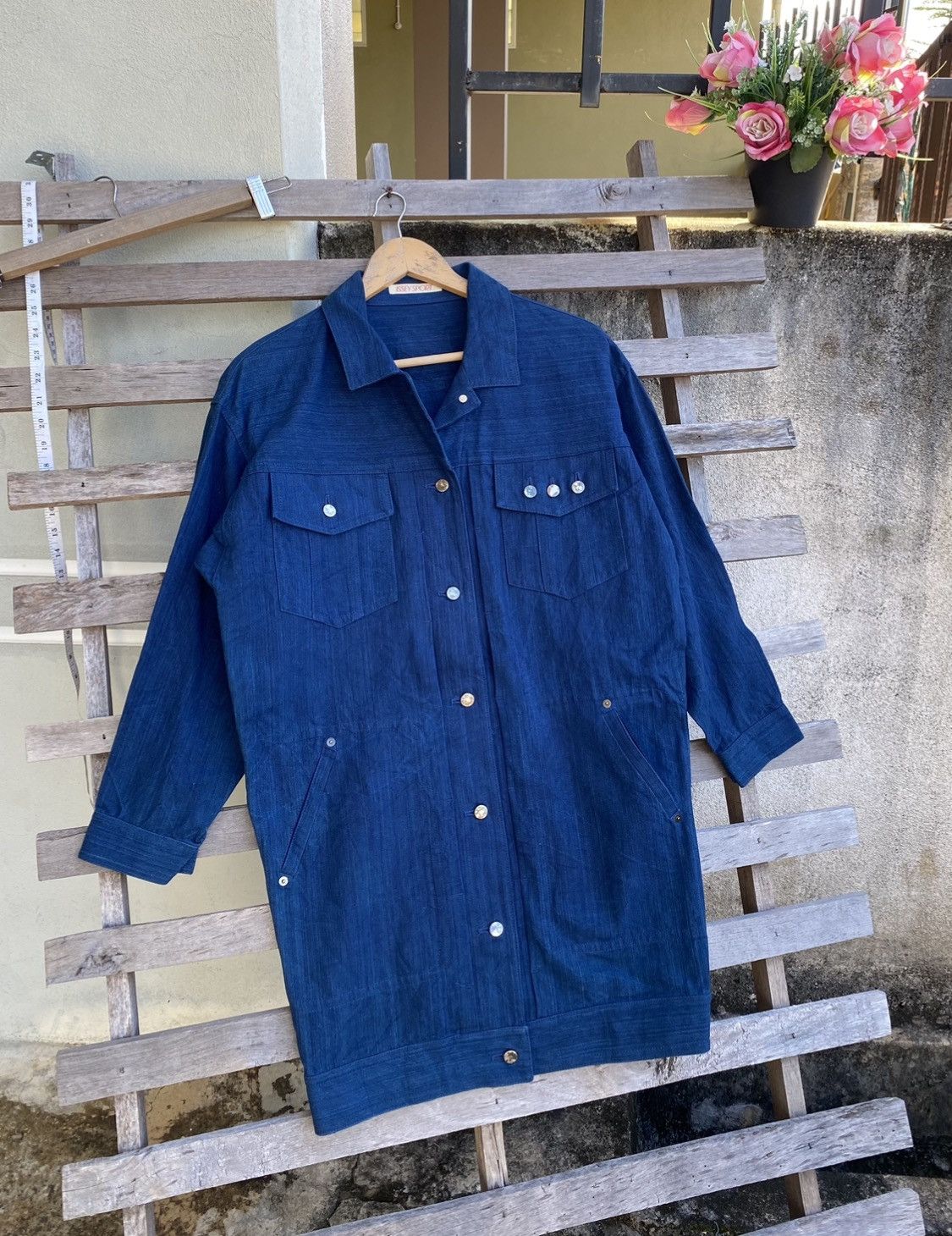Vintage Vintage Issey Sport Indigo Denim Long Jacket Size L / US 10 / IT 46 - 1 Thumbnail