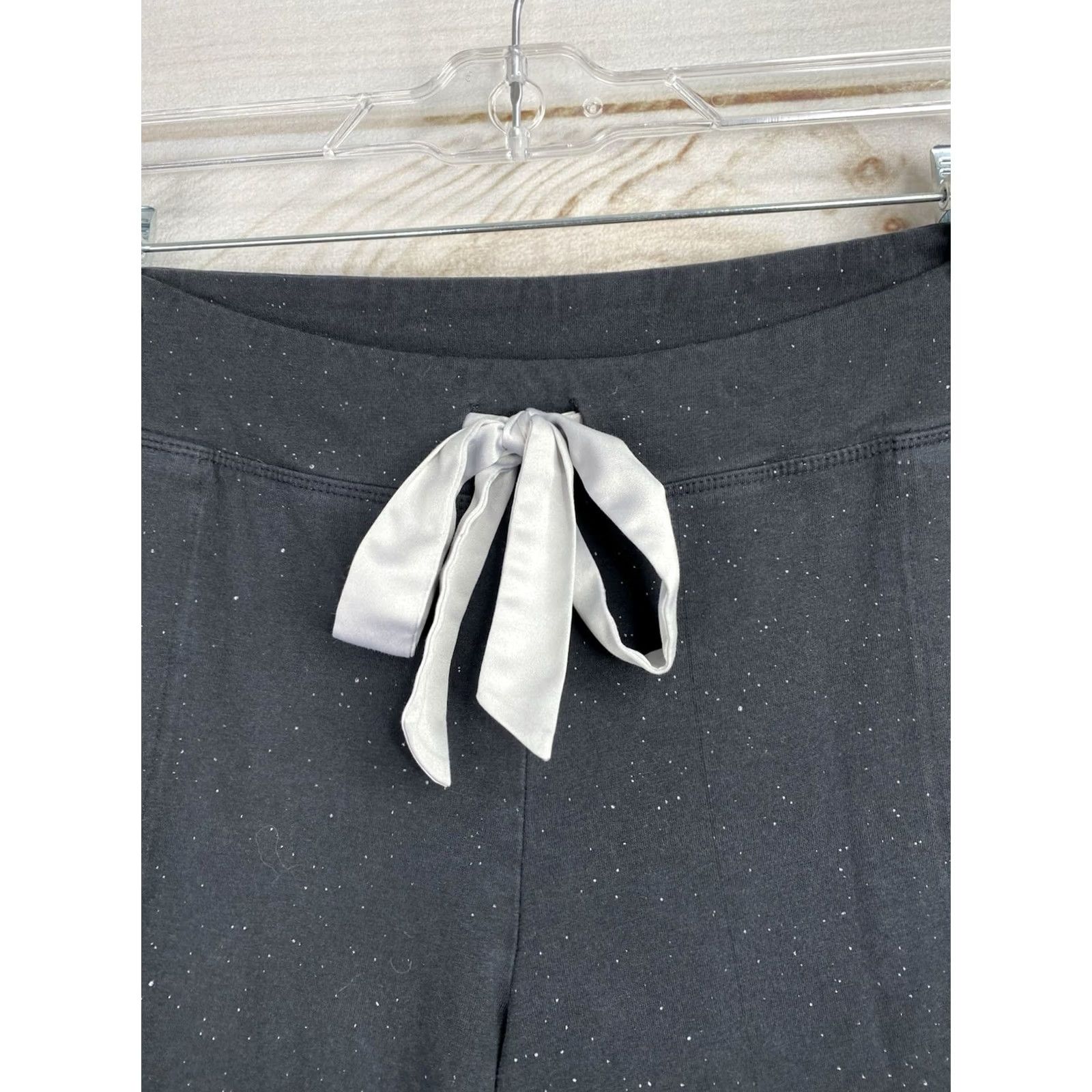 Vintage Soma Pajama Pants Womens XL Black Speckled Drawstring Wide Leg Lounge Sleep Size 40" / US 18 - 2 Thumbnail