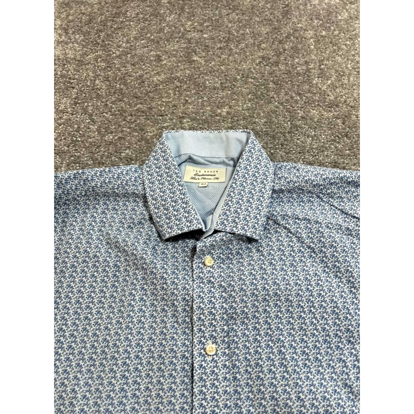 Ted Baker Ted Baker Endurance Dress Shirt Men 15.5 Blue Classic Fit Cotton Button Up Size 40R - 3 Thumbnail