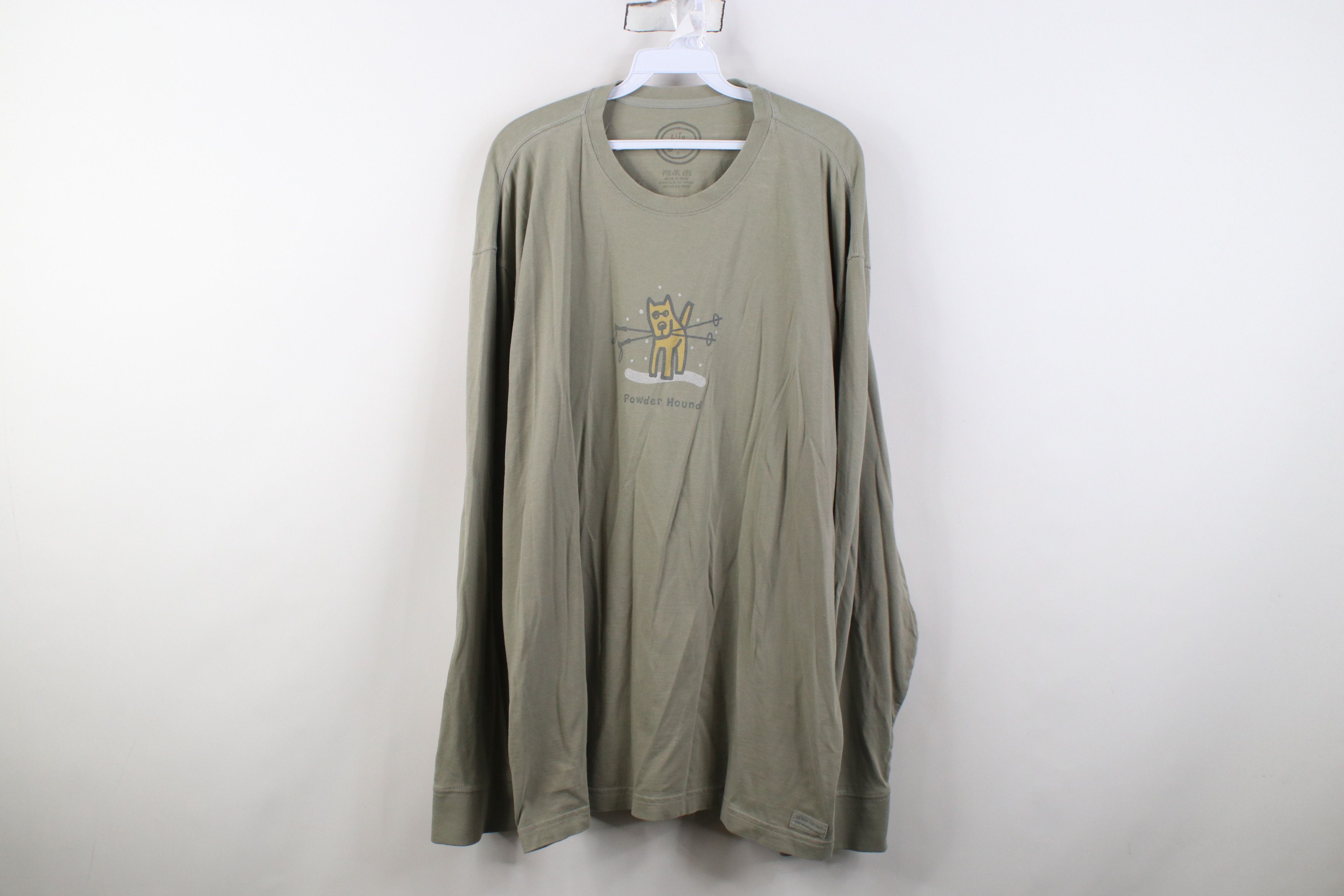 Life is Good Life Is Good Dog Skiing Long Sleeve T-Shirt Green Cotton Size US XXL / EU 58 / 5 - 1 Thumbnail