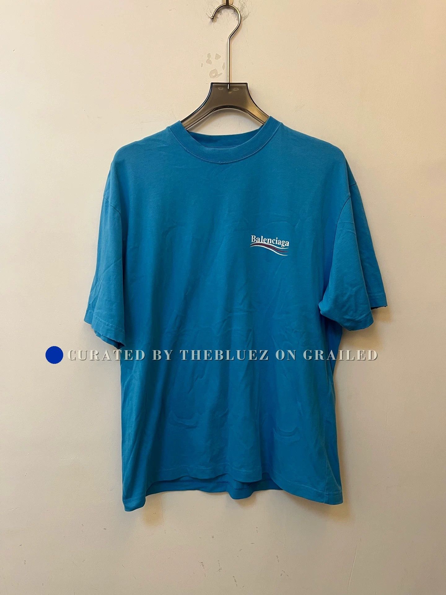Balenciaga Balenciaga SS23 Blue Logo Short Sleeve Tee Size XXS / US 00 / IT 34 - 1 Thumbnail