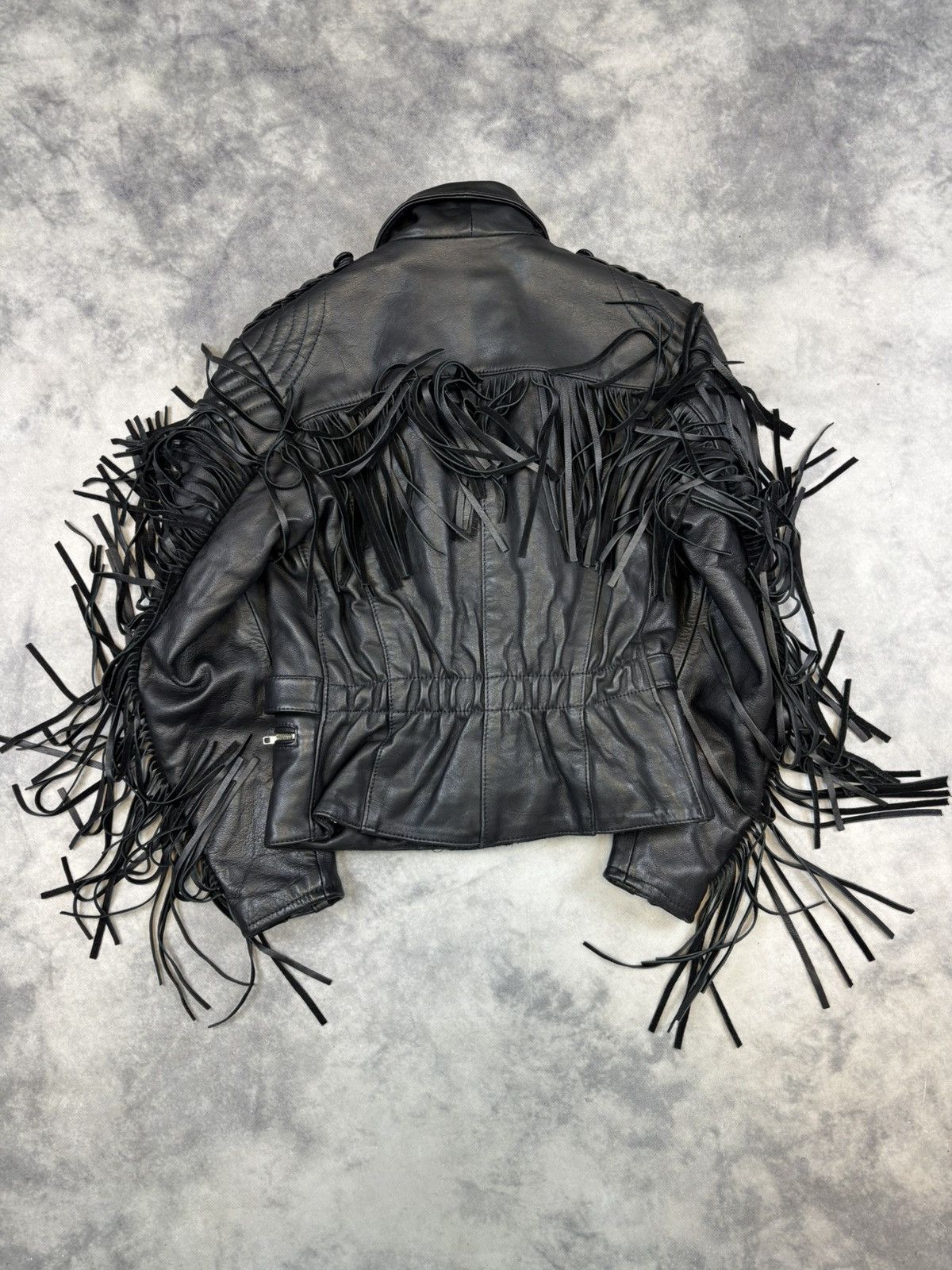 Moon Boot Vintage 90s Leather Moto Riders Punk Jacket Fringles Cowboy Size M / US 6-8 / IT 42-44 - 6 Thumbnail