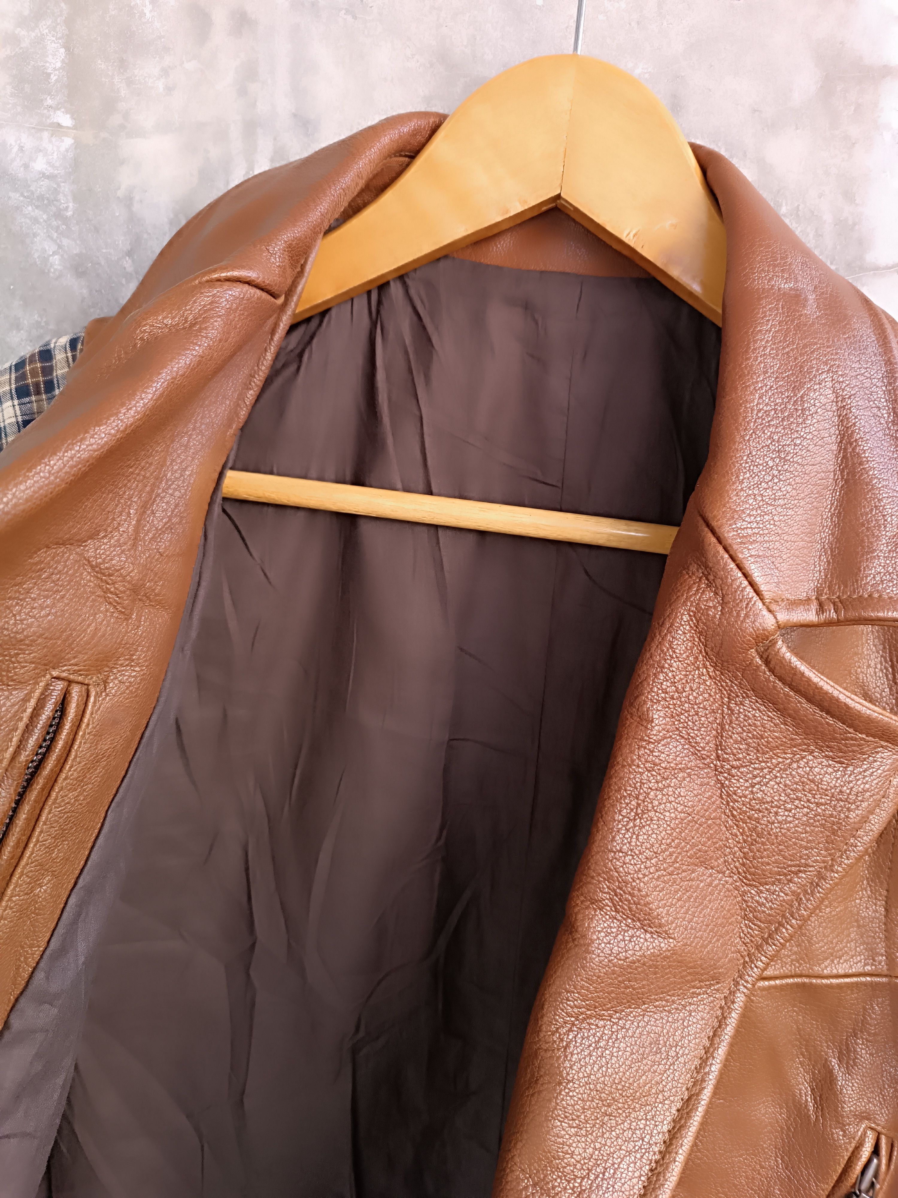 Japanese Brand × Other RARE 🔥 BLAZER JACKET WITH A COMBINATION OF BROWN LEATHER Size 52S - 7 Thumbnail