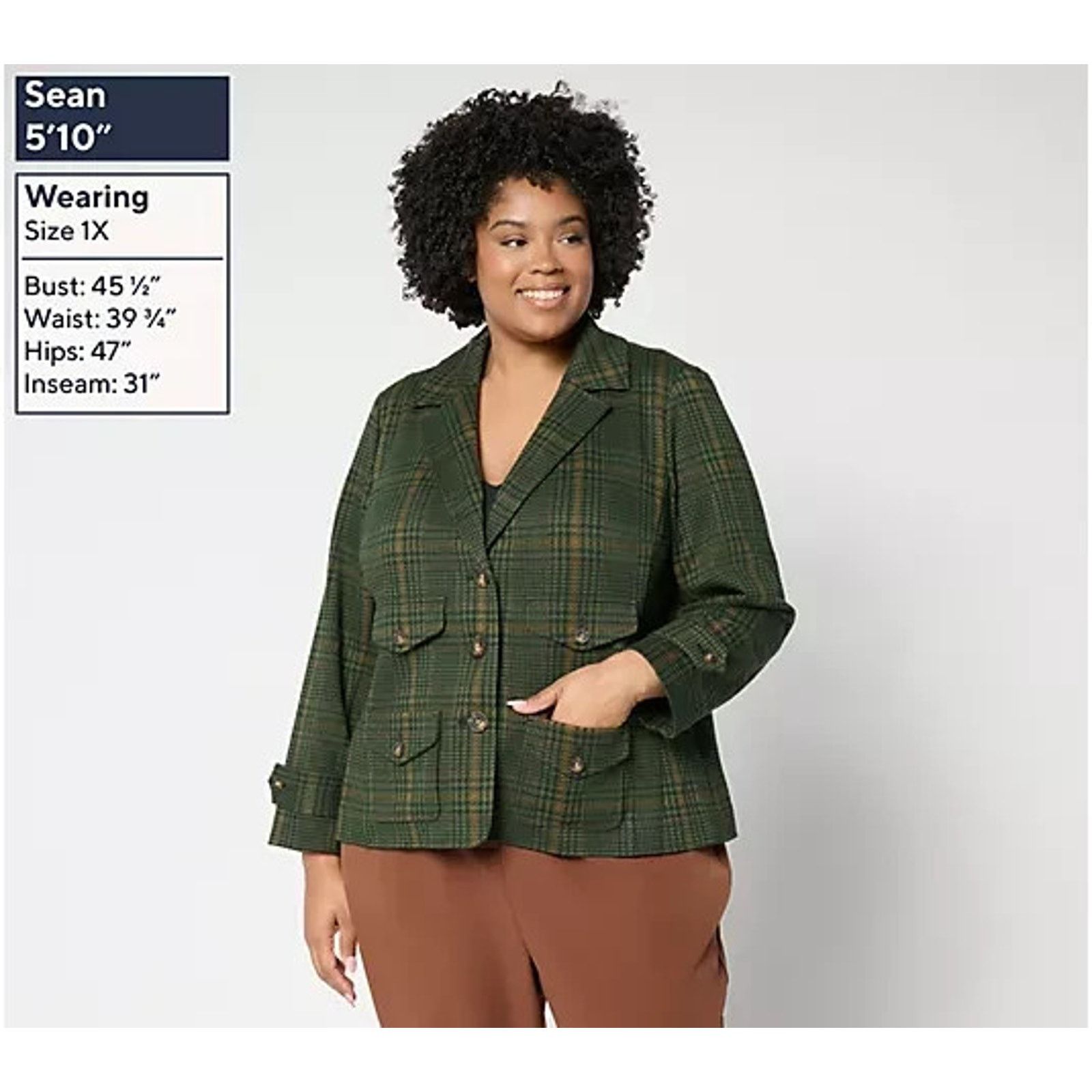 Laura Ashley Joan Rivers Knit Glen Plaid Collared Jacket Junipe S A702865 Size S / US 4 / IT 40 - 1 Thumbnail