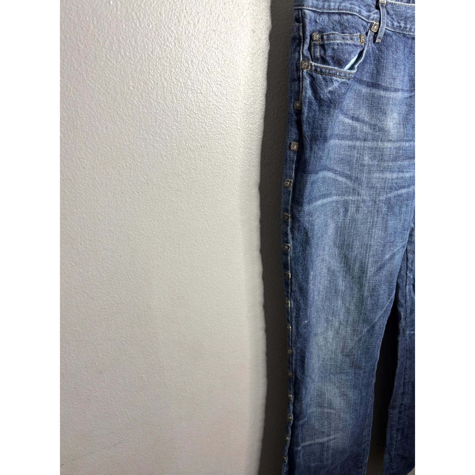 Just Cavalli VINTAGE Just Cavalli Jeans Mens 30 Blue Studded Button Embellished Italy Straight Denim Size US 30 / EU 46 - 2 Thumbnail