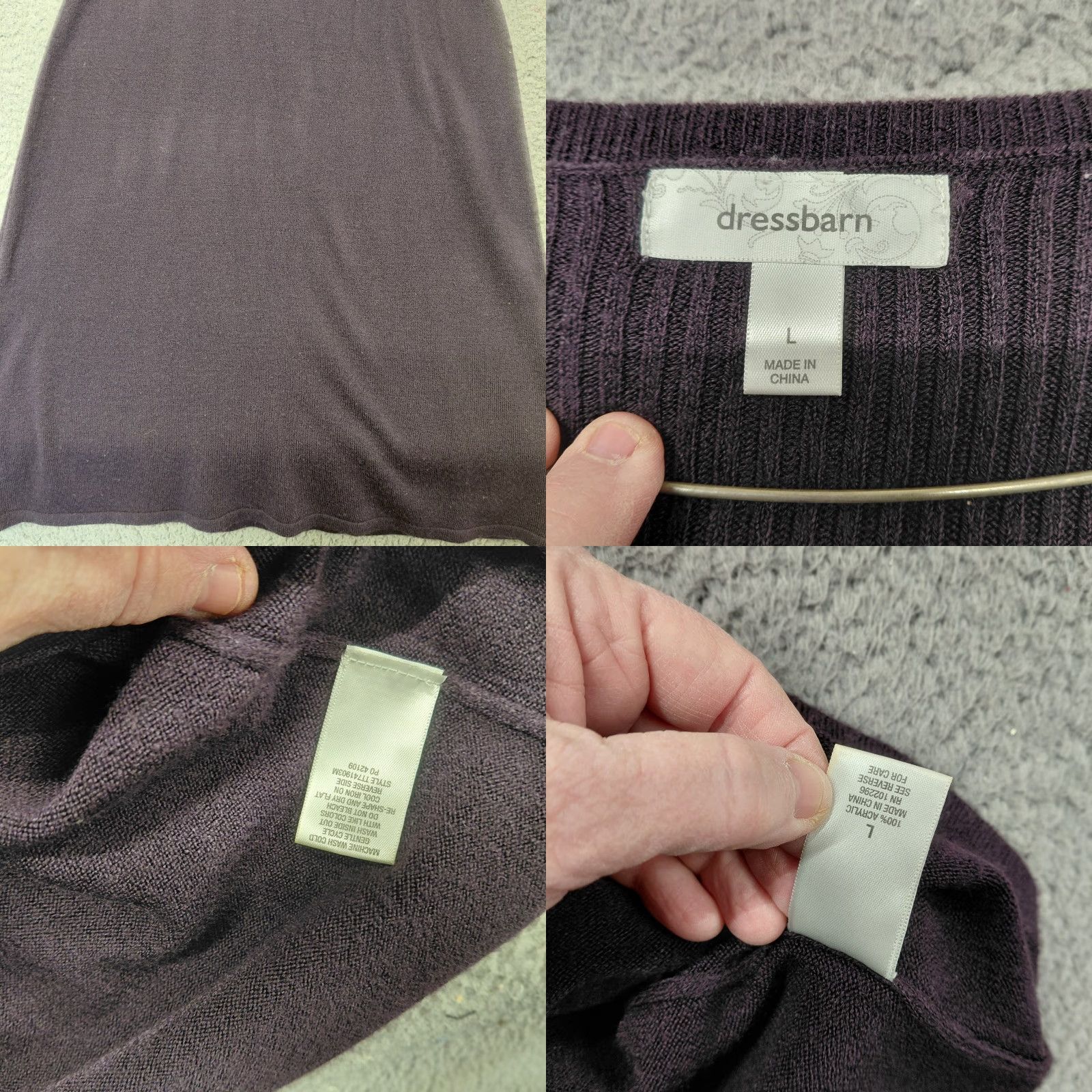 Vintage Dressbarn Dress Purple Scoop Neck Pleated Knit 3/4 Sleeve L Women's Large Bohemian Classic City Dress Size L / US 10 / IT 46 - 9 Thumbnail