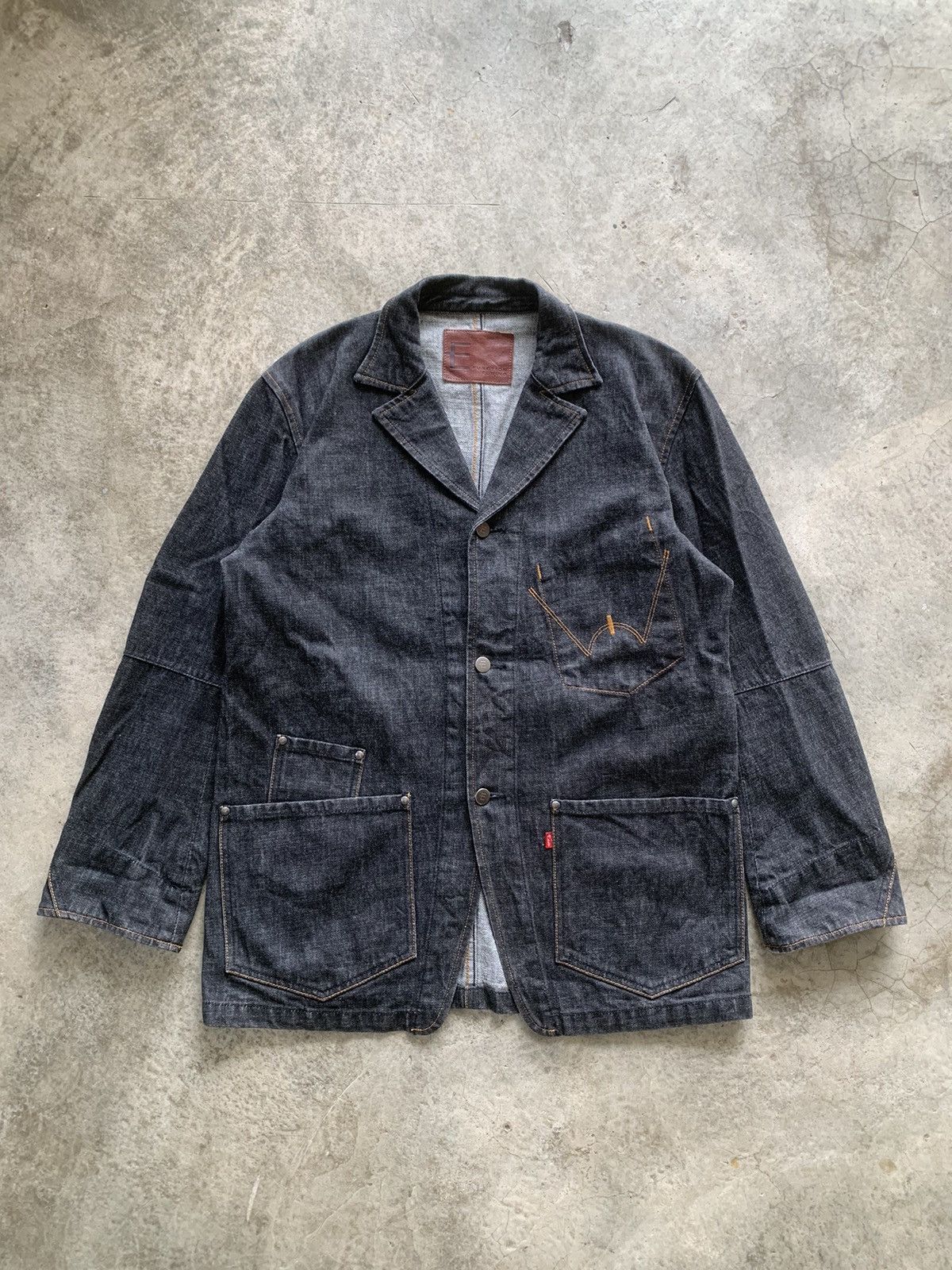 Edwin × Japanese Brand Edwin E-Function Raw Denim Chore Jacket Size US L / EU 52-54 / 3 - 1 Thumbnail