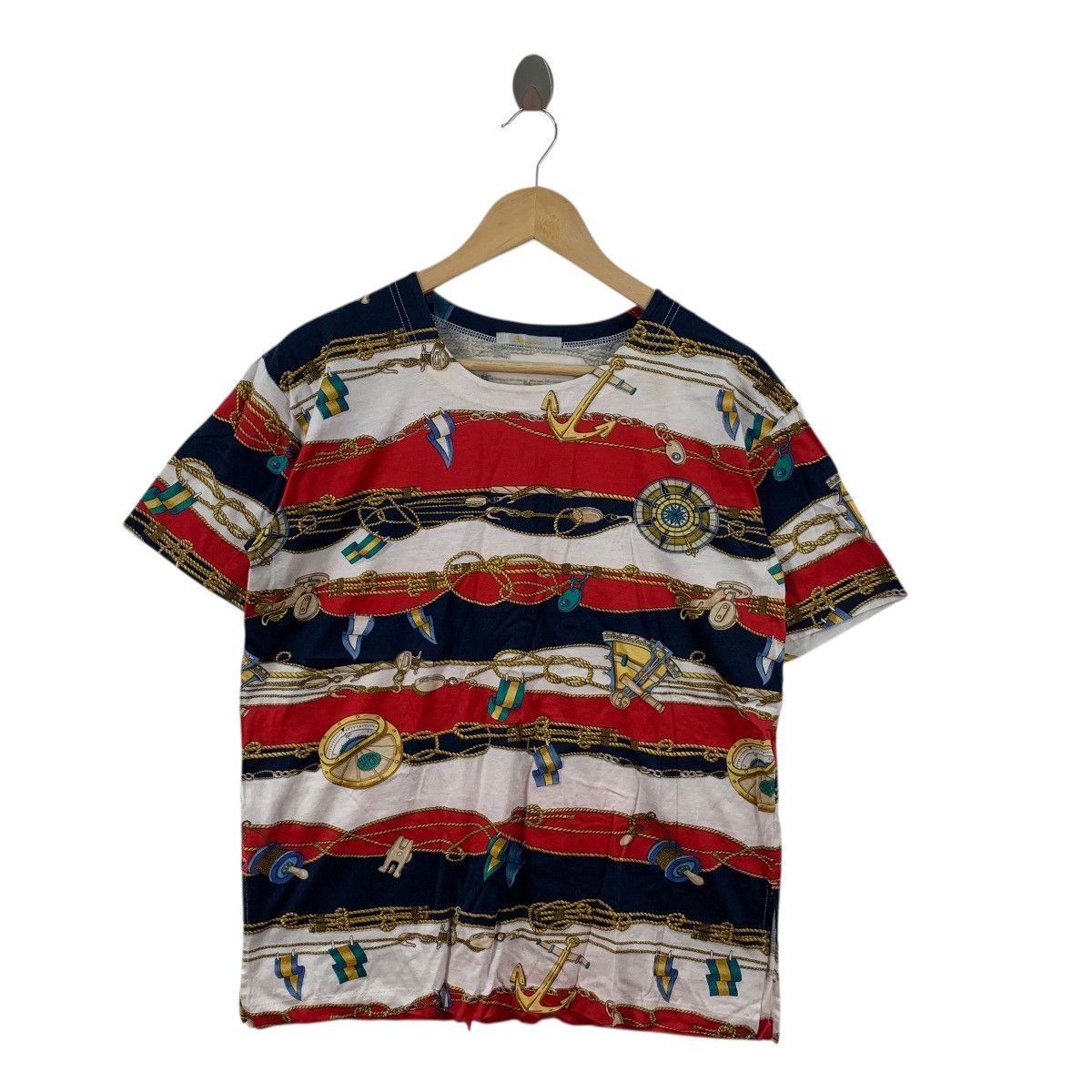 Aquascutum Vintage AQUASCUTUM LONDON BAROQUE Nautical AOP Tee Shirt Top Size M / US 6-8 / IT 42-44 - 3 Thumbnail