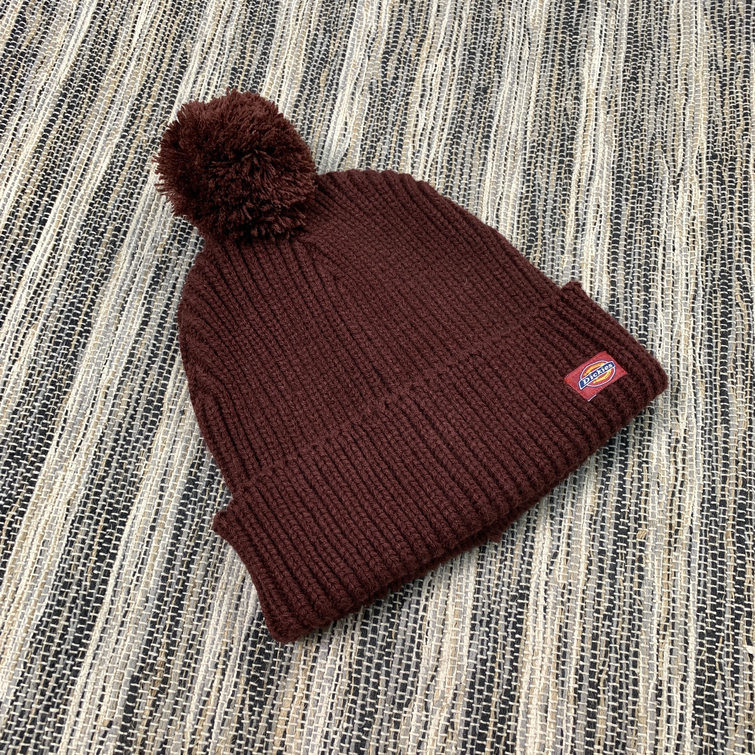Dickies Dickies Knit Burgundy Pom-Pom Beanie Winter Hat Size ONE SIZE - 2 Thumbnail