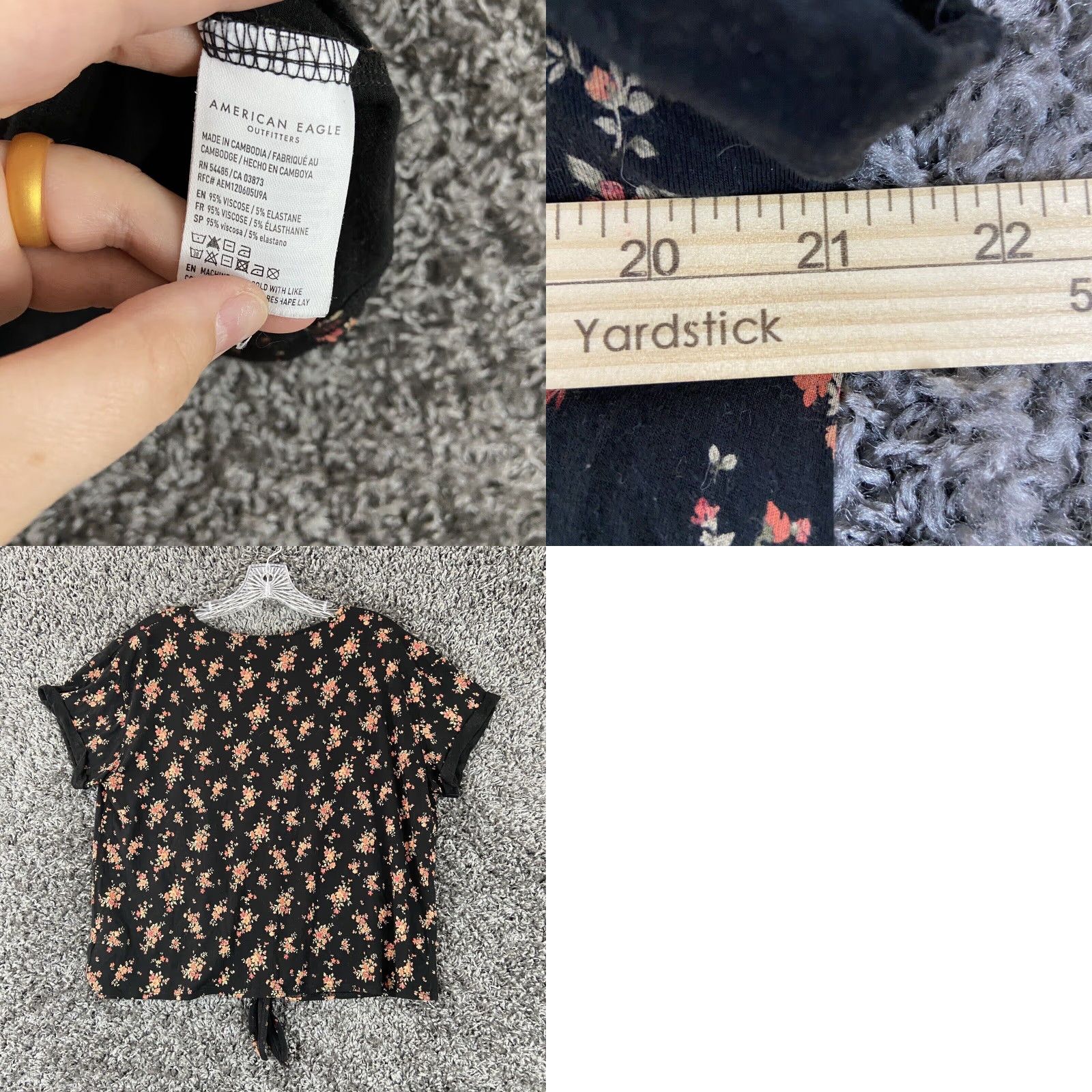 American Eagle Outfitters AMERICAN EAGLE Soft & Sexy Blouse Women’s L Floral Multicolor Short Sleeve Tie Size L / US 10 / IT 46 - 8 Thumbnail