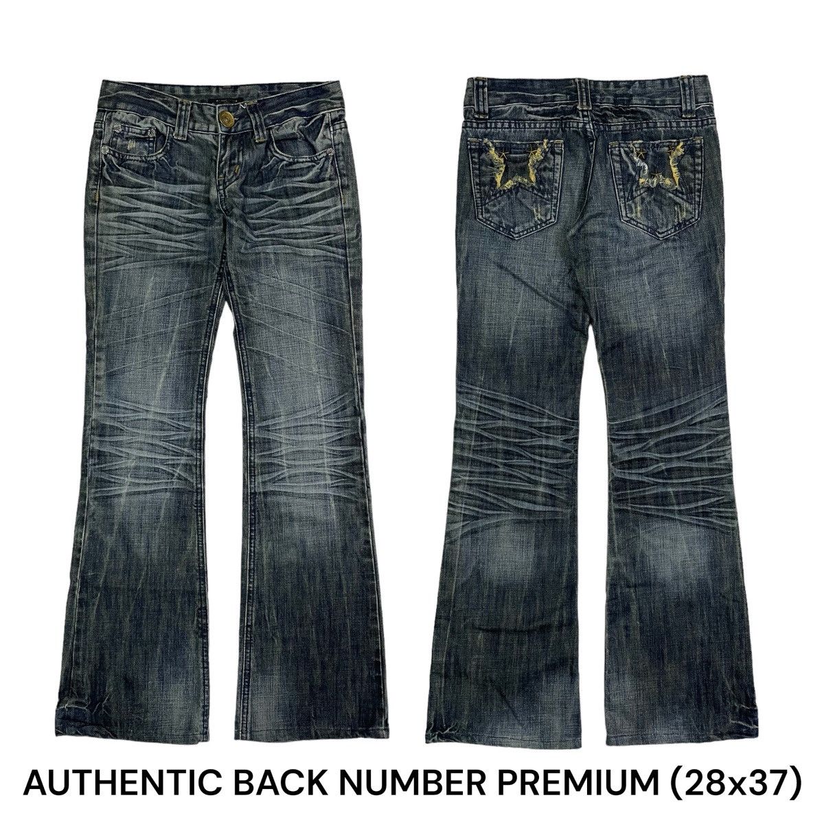 image of Avant Garde x If Six Was Nine Flare Authentic Style Back Number Premium Jeans in Blue (Size 28)