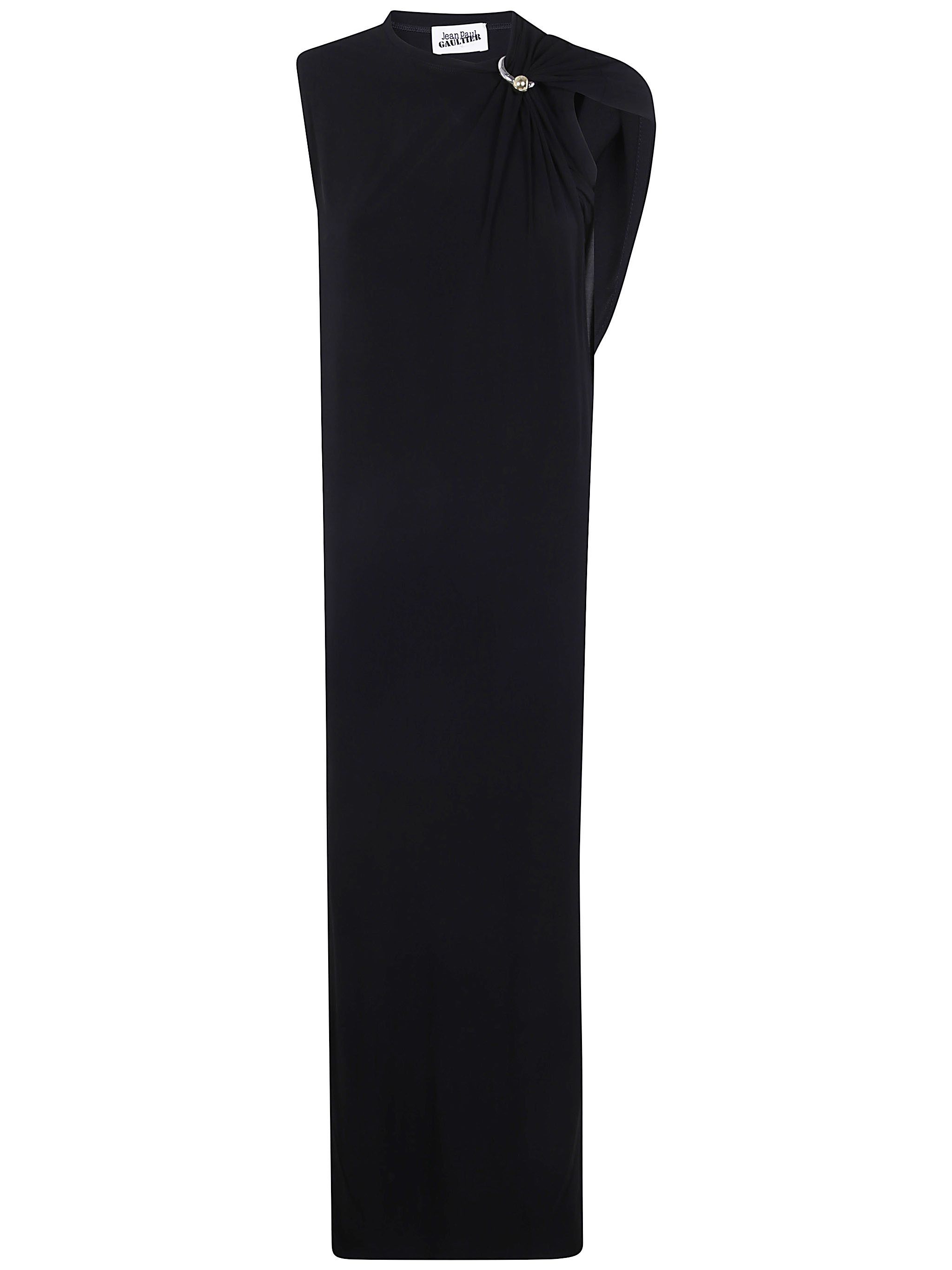Jean Paul Gaultier STRETCH VISCOSE DOUBLE LAYER LONG DRESS WITH "GAULTIER" PIERCING Size S / US 4 / IT 40 - 1 Thumbnail