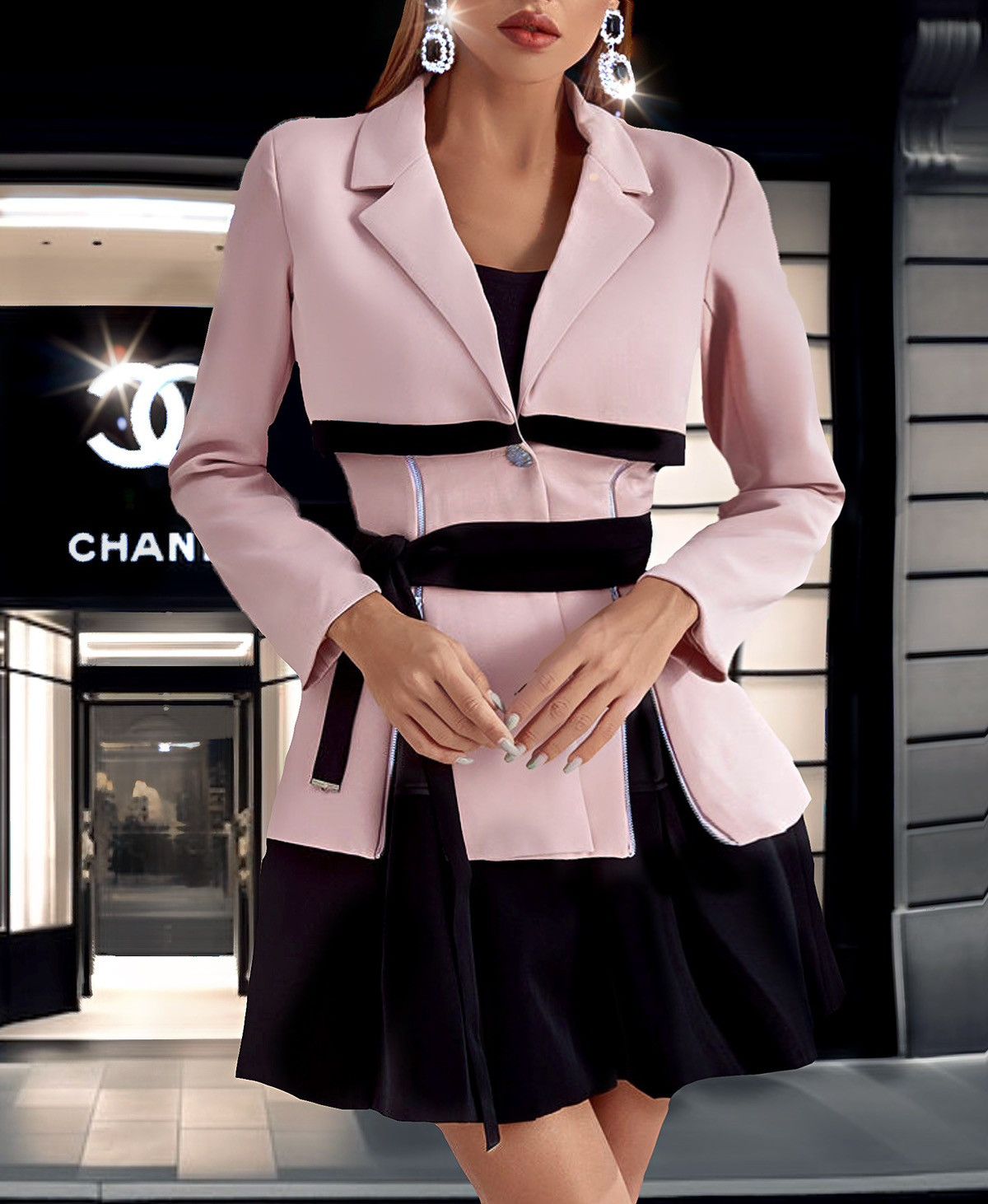 Designer × Other NWT, Lavishly Paris Pink Long Sleeve Skirt Suit Dress. Size M / US 6-8 / IT 42-44 - 11 Thumbnail
