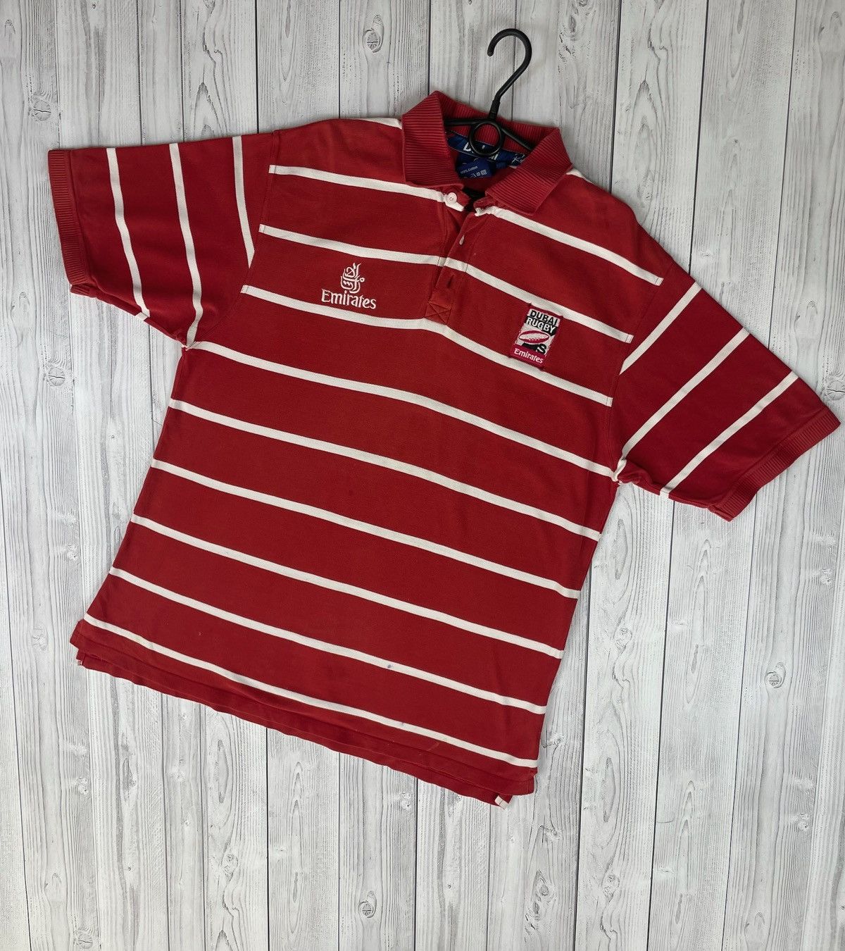Vintage Vintage Dubai rugby polo red striped size XL Size US XL / EU 56 / 4 - 1 Thumbnail
