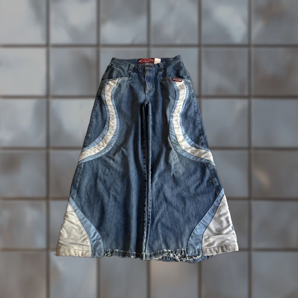 JNCO VINTAGE JNCO Jeans Hypnotix Baggy Blue & White Denim 29x27 Size 9 Womens Size 30" / US 8 / IT 44 - 1 Thumbnail